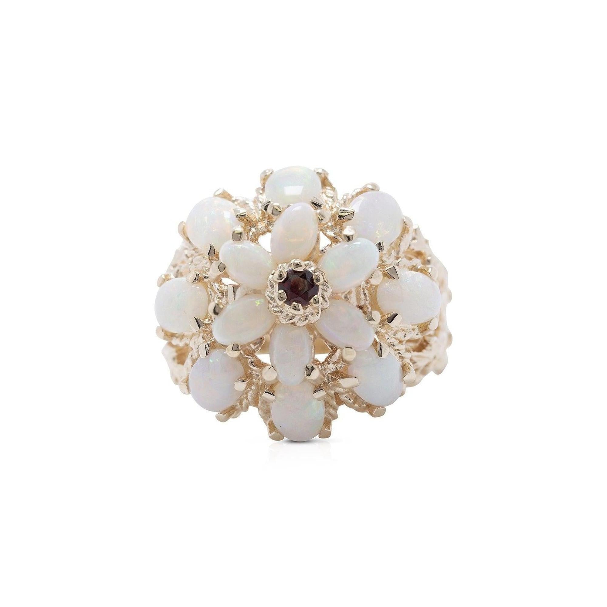 Opal and Garnet Cocktail Ring