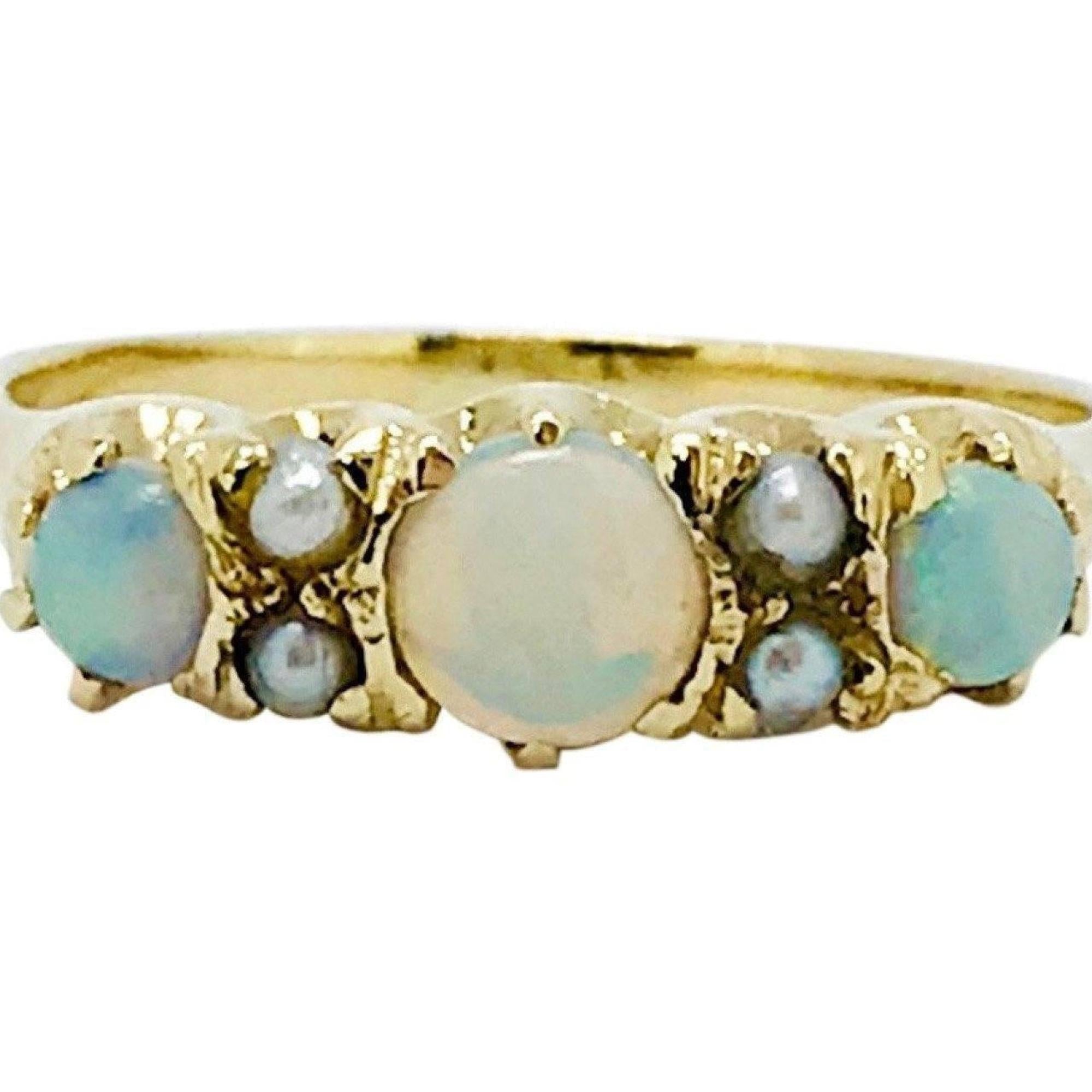 Opal and Seed Pearl Ring