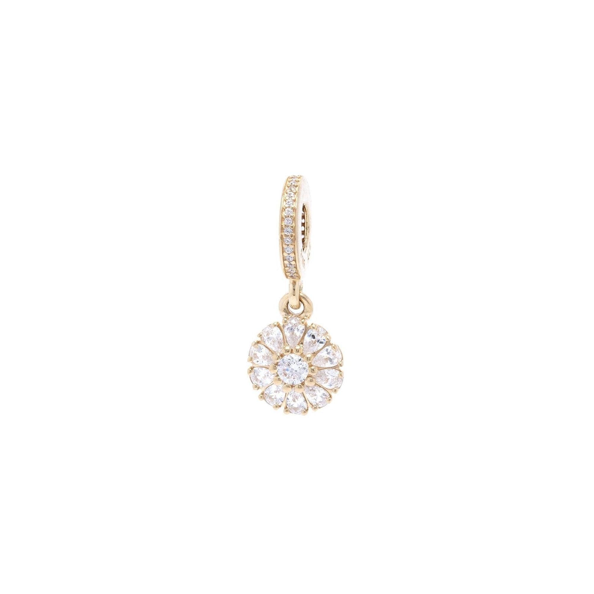 Pandora 14k Gold Embellished Floral Dangle Charm