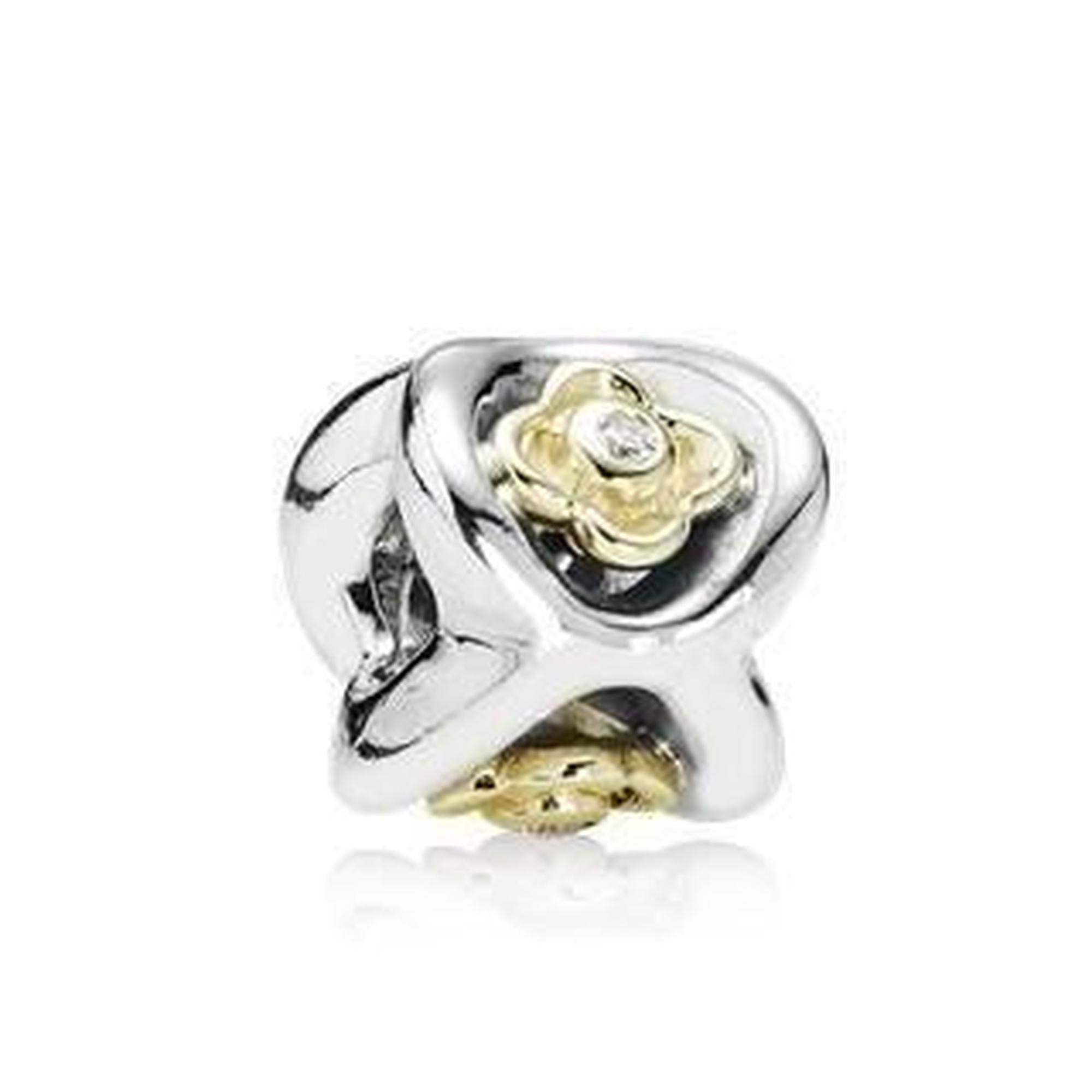 Pandora 2-Tone Floral Charm with Diamonds