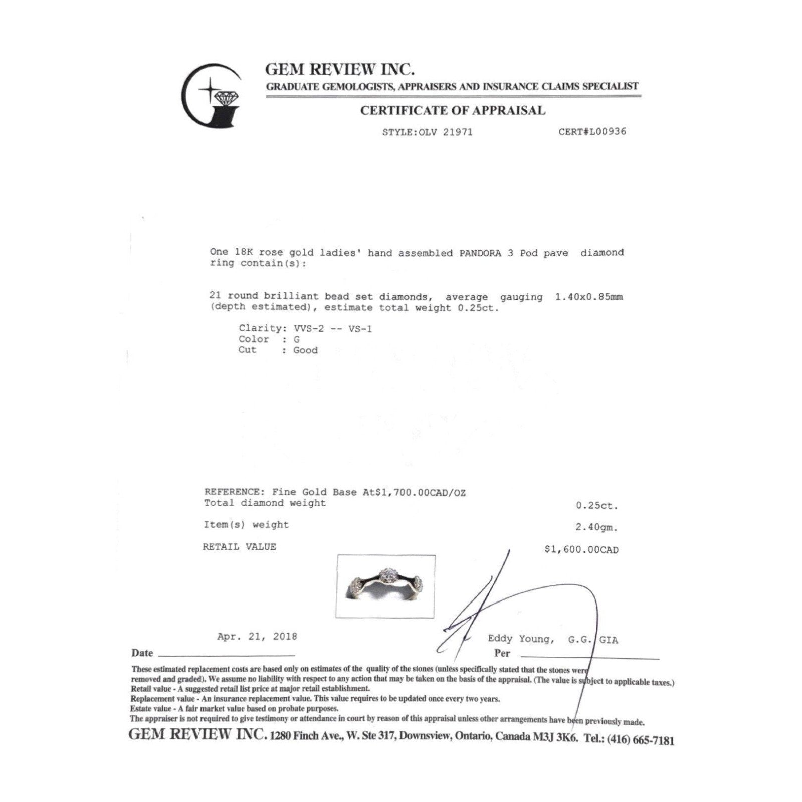 Pandora 3 Pod Pave Diamond Ring