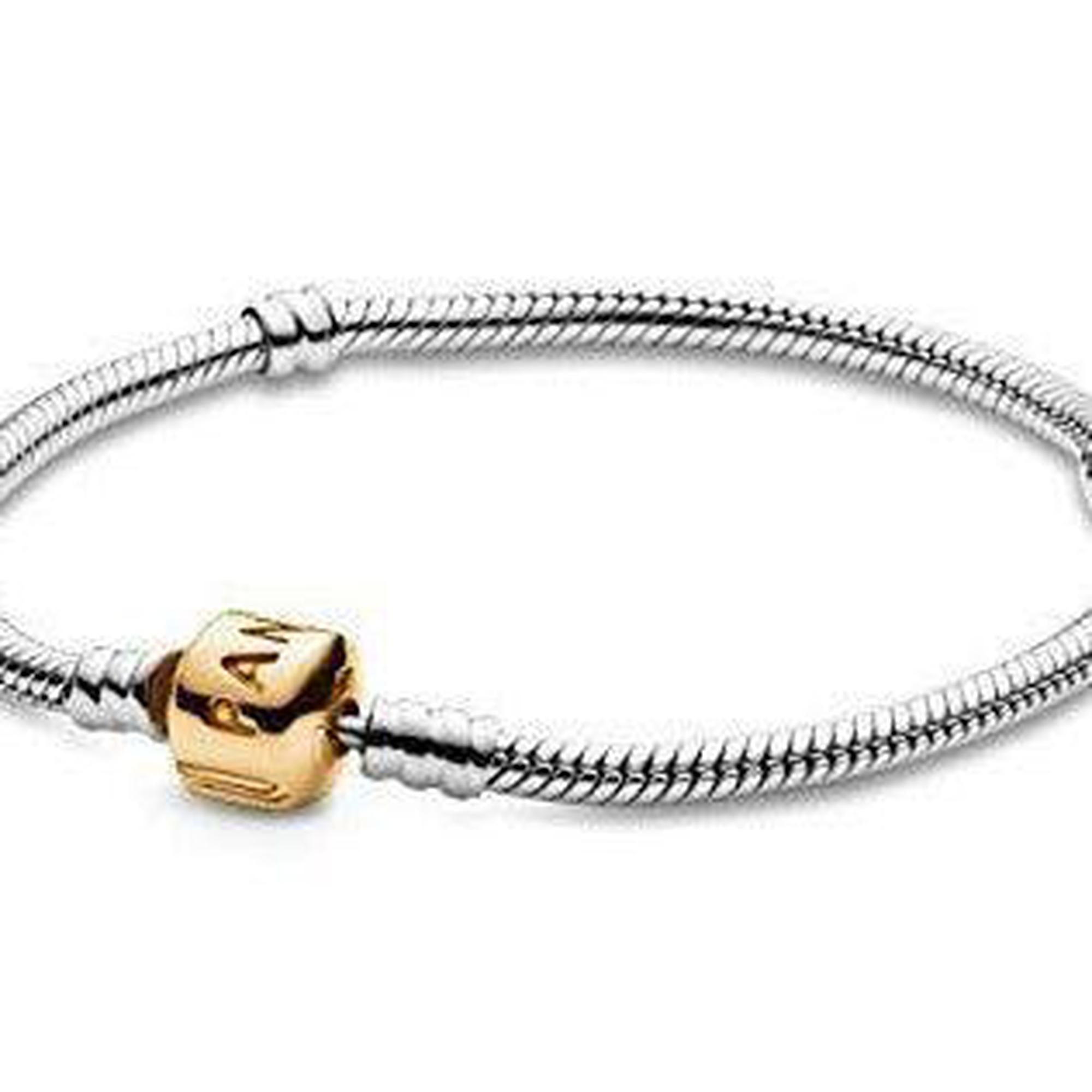 Pandora Charm Bracelet with Gold Barrel Clasp, 19 cm Long
