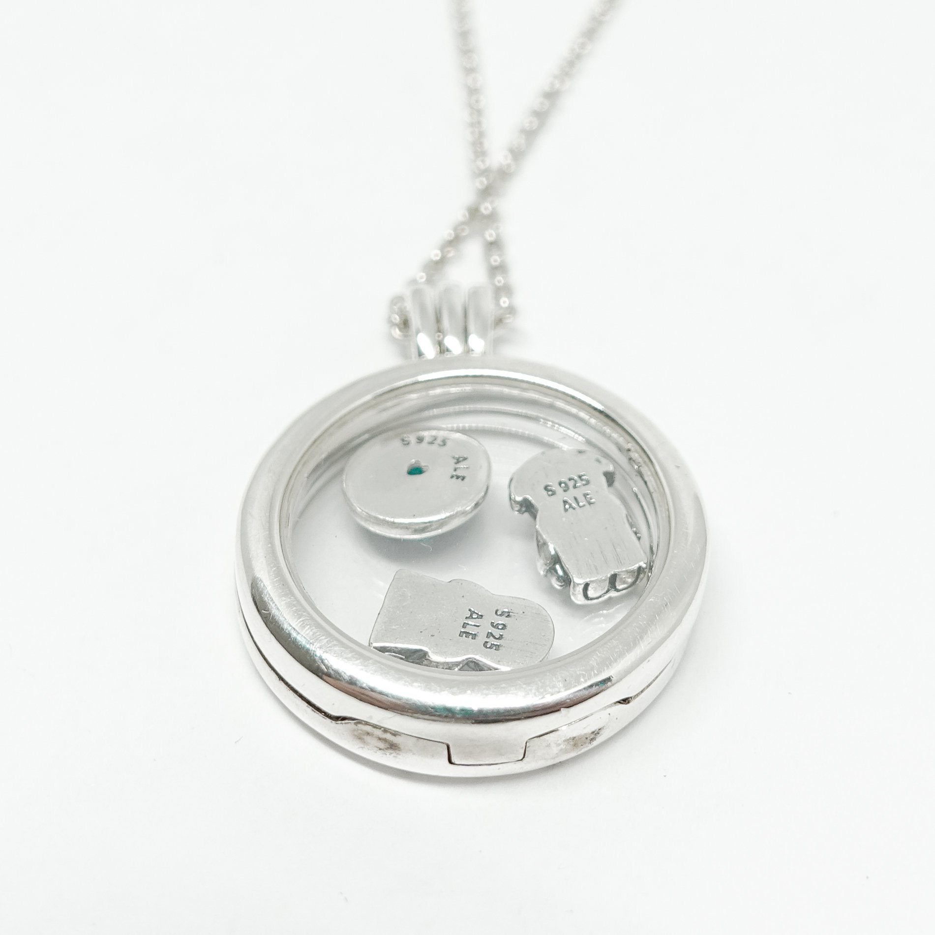 Pandora Floating Locket Pendant Necklace with 3 Petite Charms