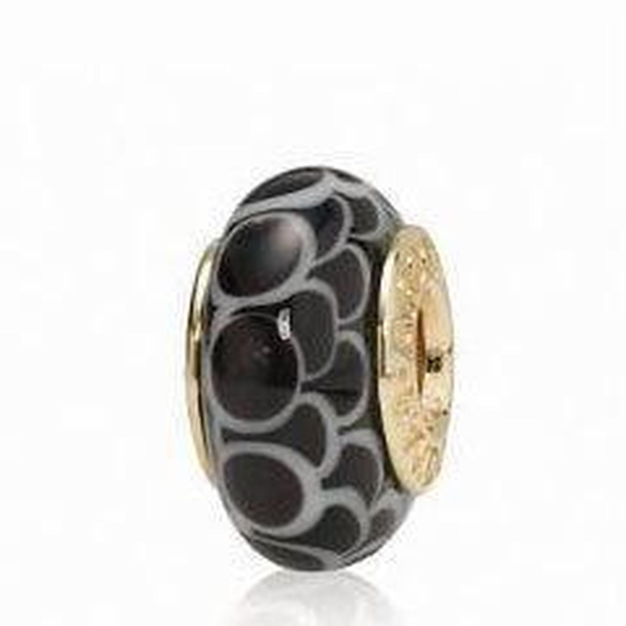 Pandora Gold Black Lotus Murano Glass Charm