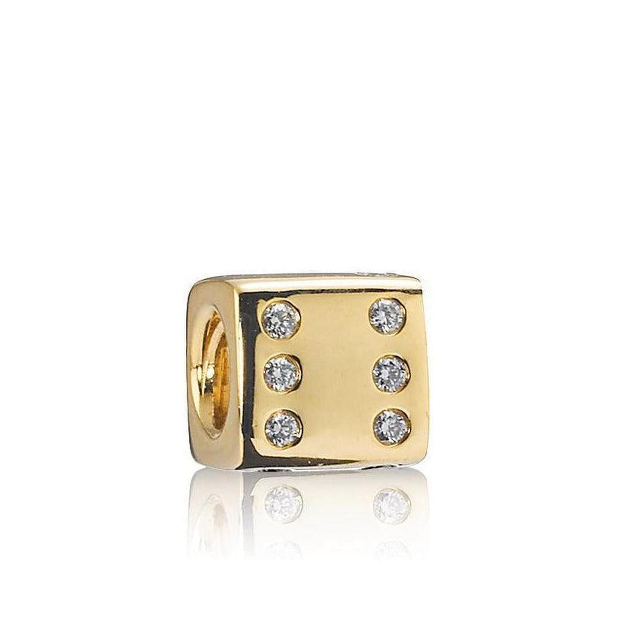 Pandora Gold Dice Charm with Diamonds