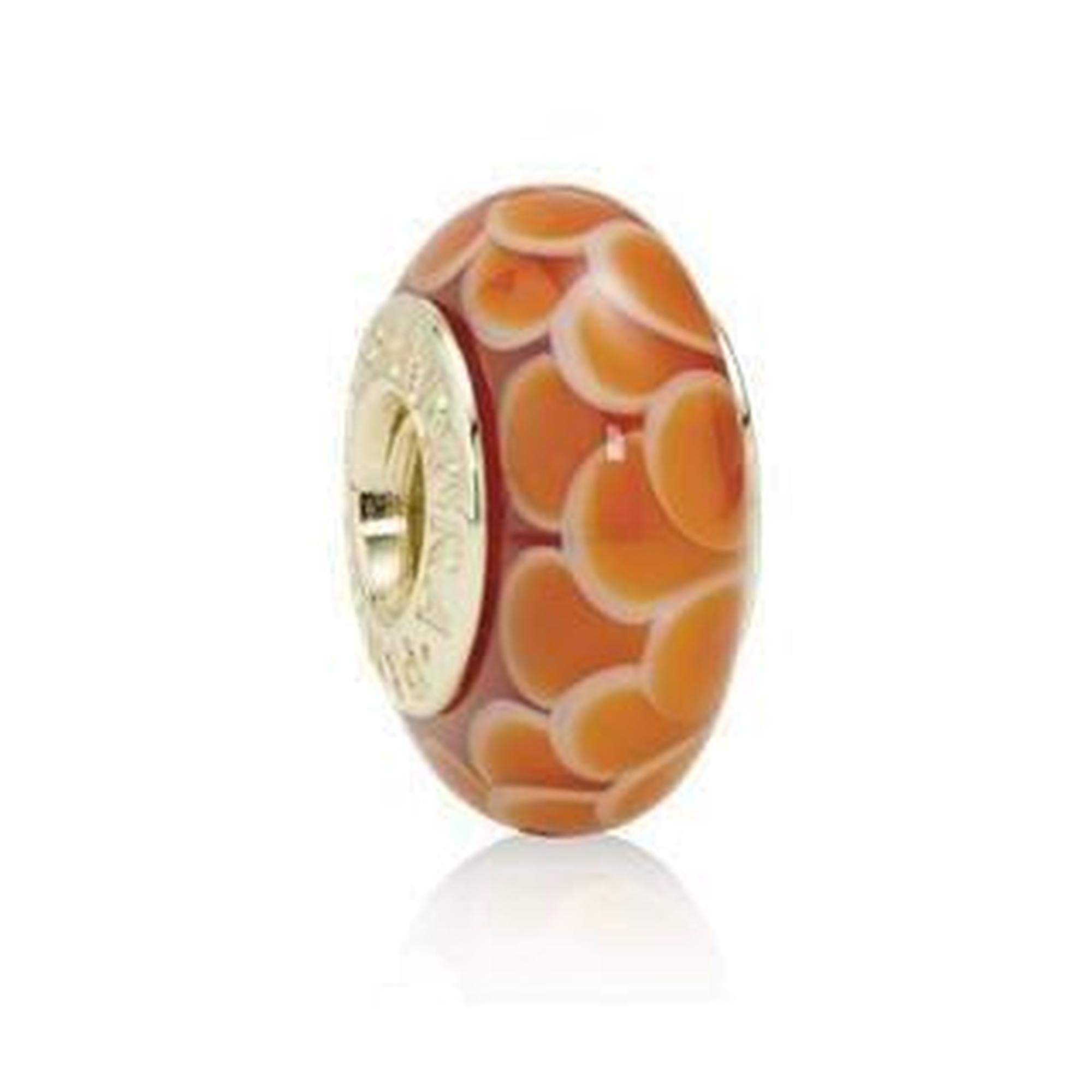 Pandora Gold Orange Lotus Murano Glass Charm