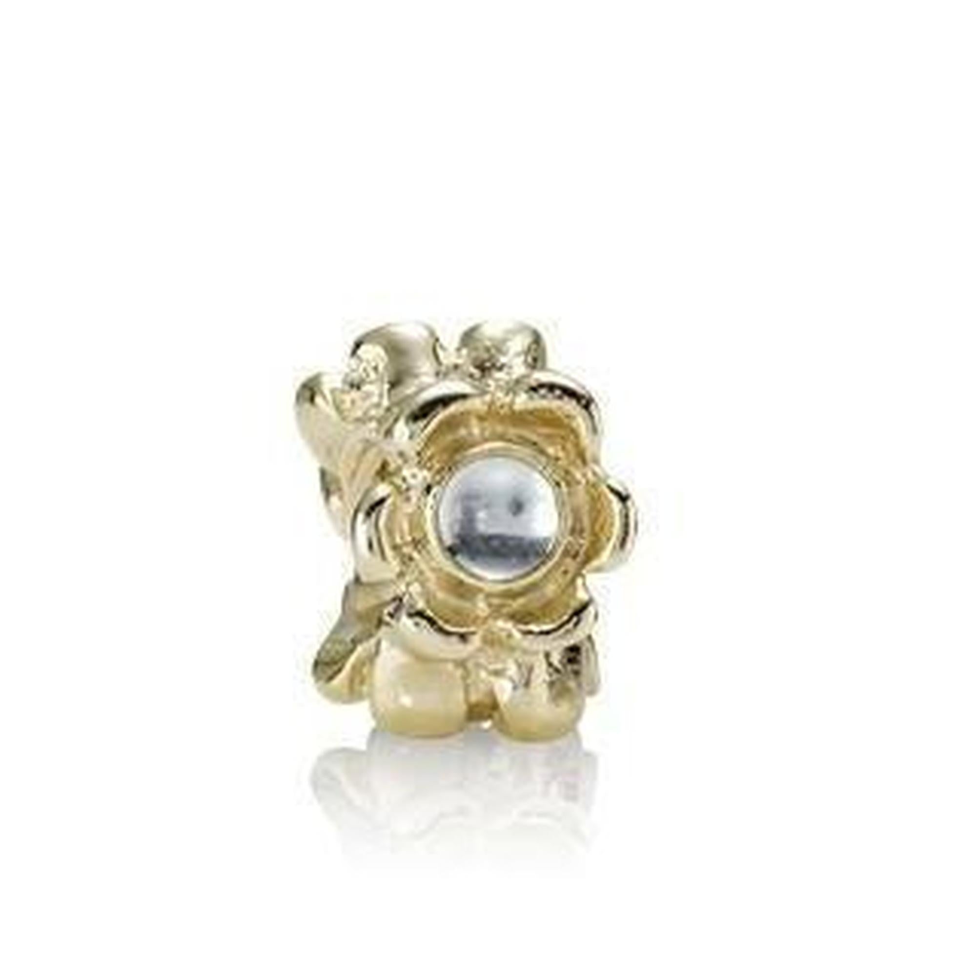 Pandora Gold Ribbon Charm with Blue Topaz