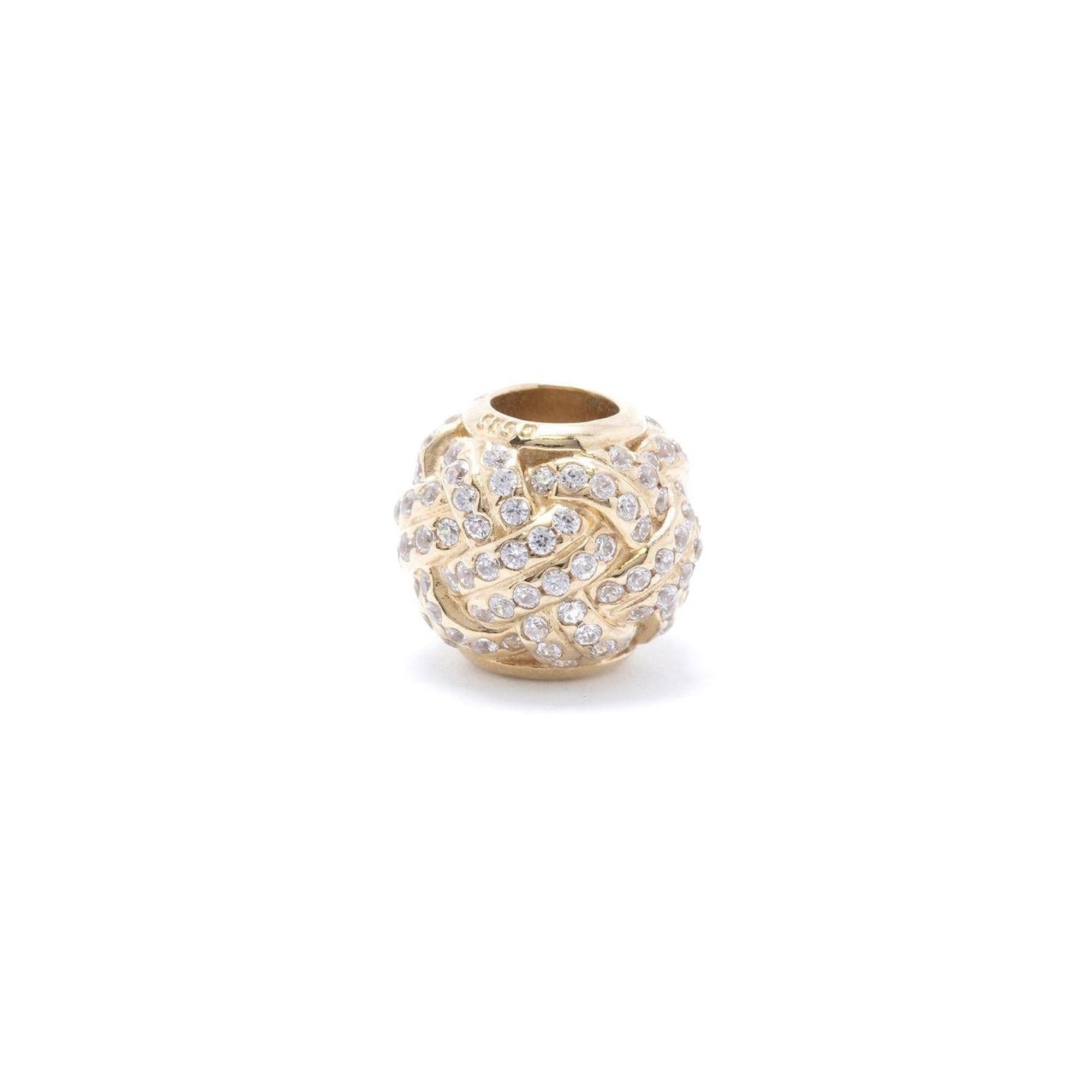 Pandora Gold Sparkling Love Knot Charm with Clear CZ