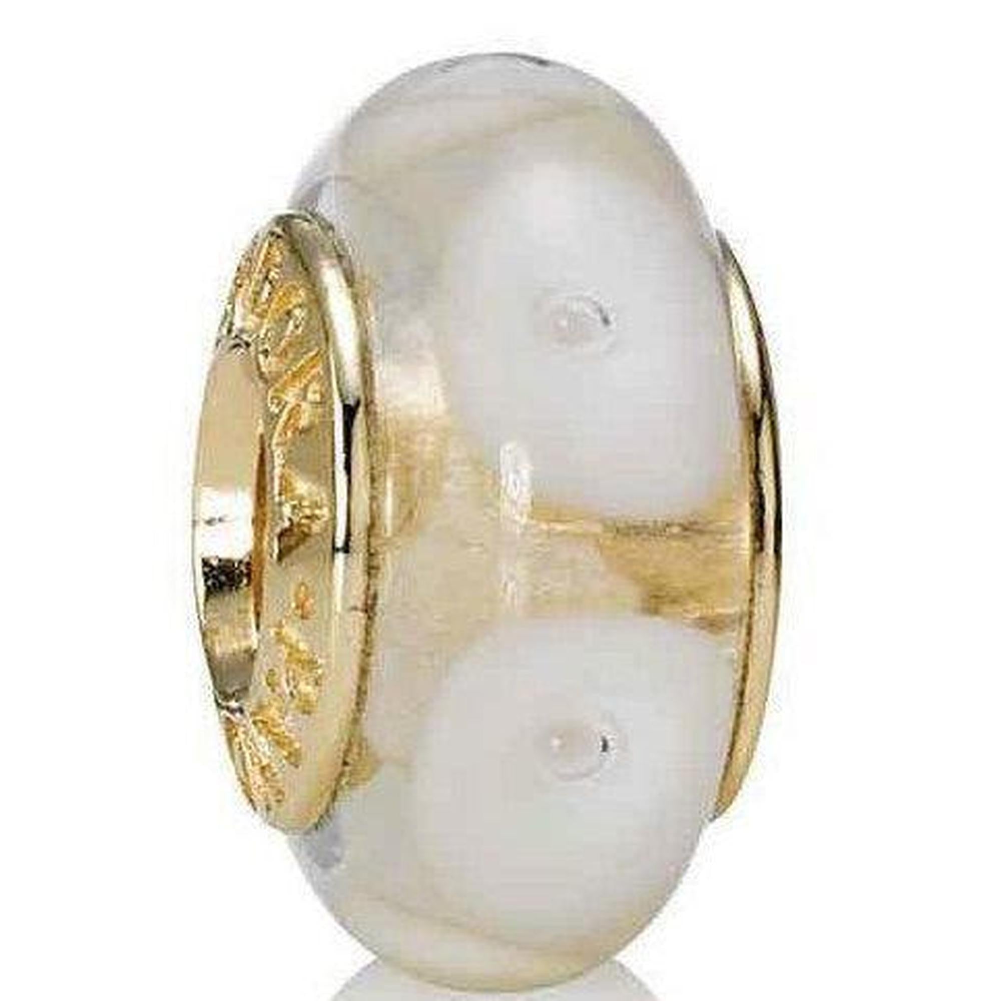 Pandora Gold White Mystic Murano Glass Charm