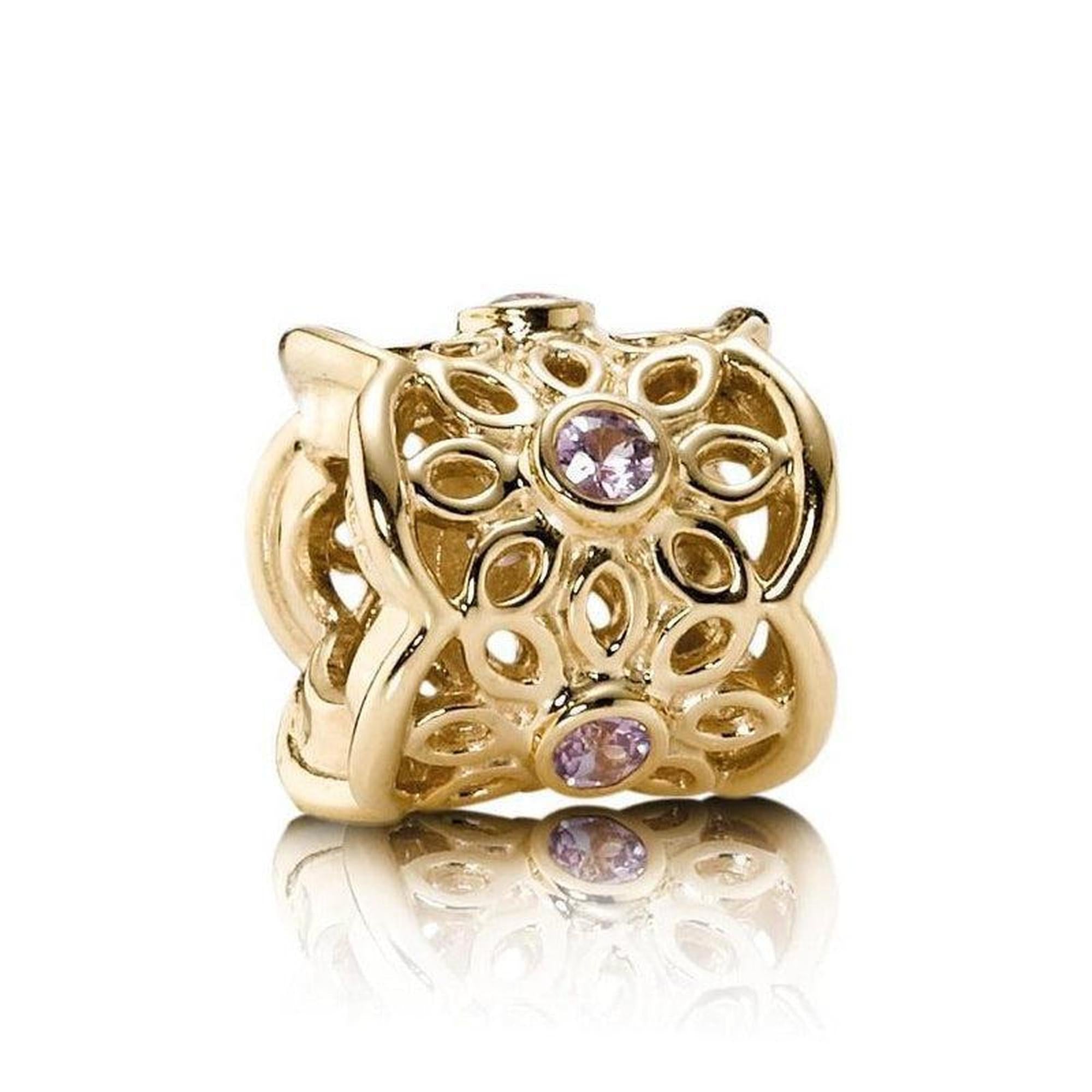 Pandora Golden Radiance Charm with Pink Sapphires