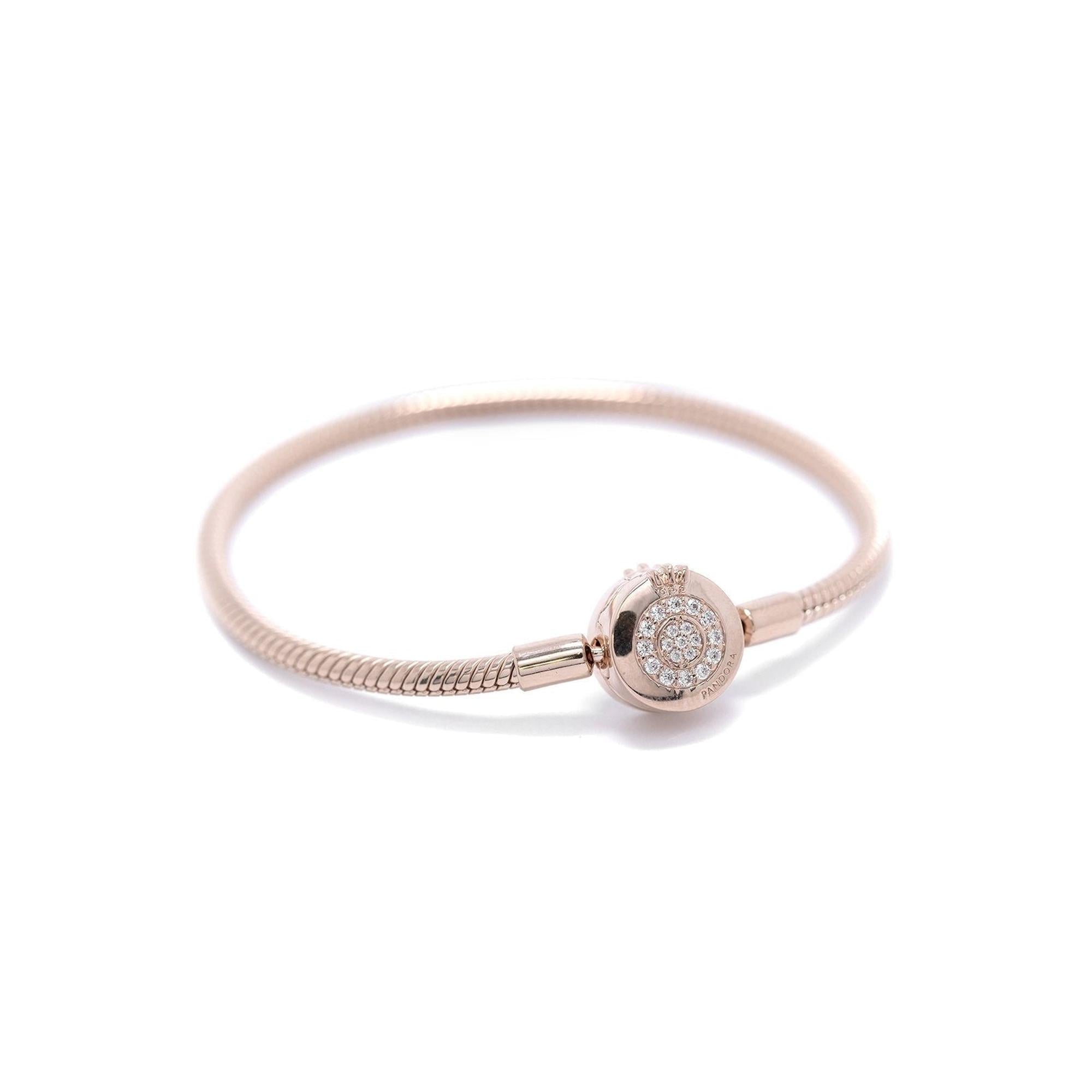 Pandora Rose Moments Sparkling Crown O Snake Chain Bracelet, 6.7"/17 cm