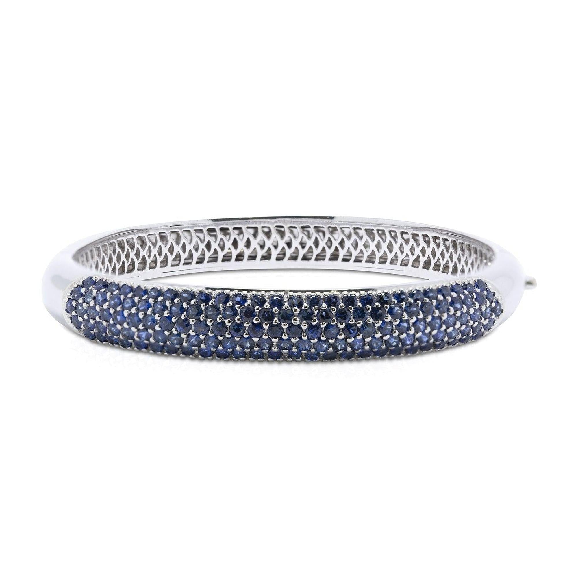 Pave Blue Sapphire Bangle Bracelet