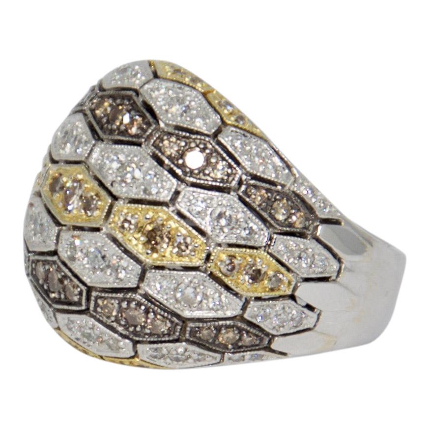 Pave Coloured Diamond Dome Ring