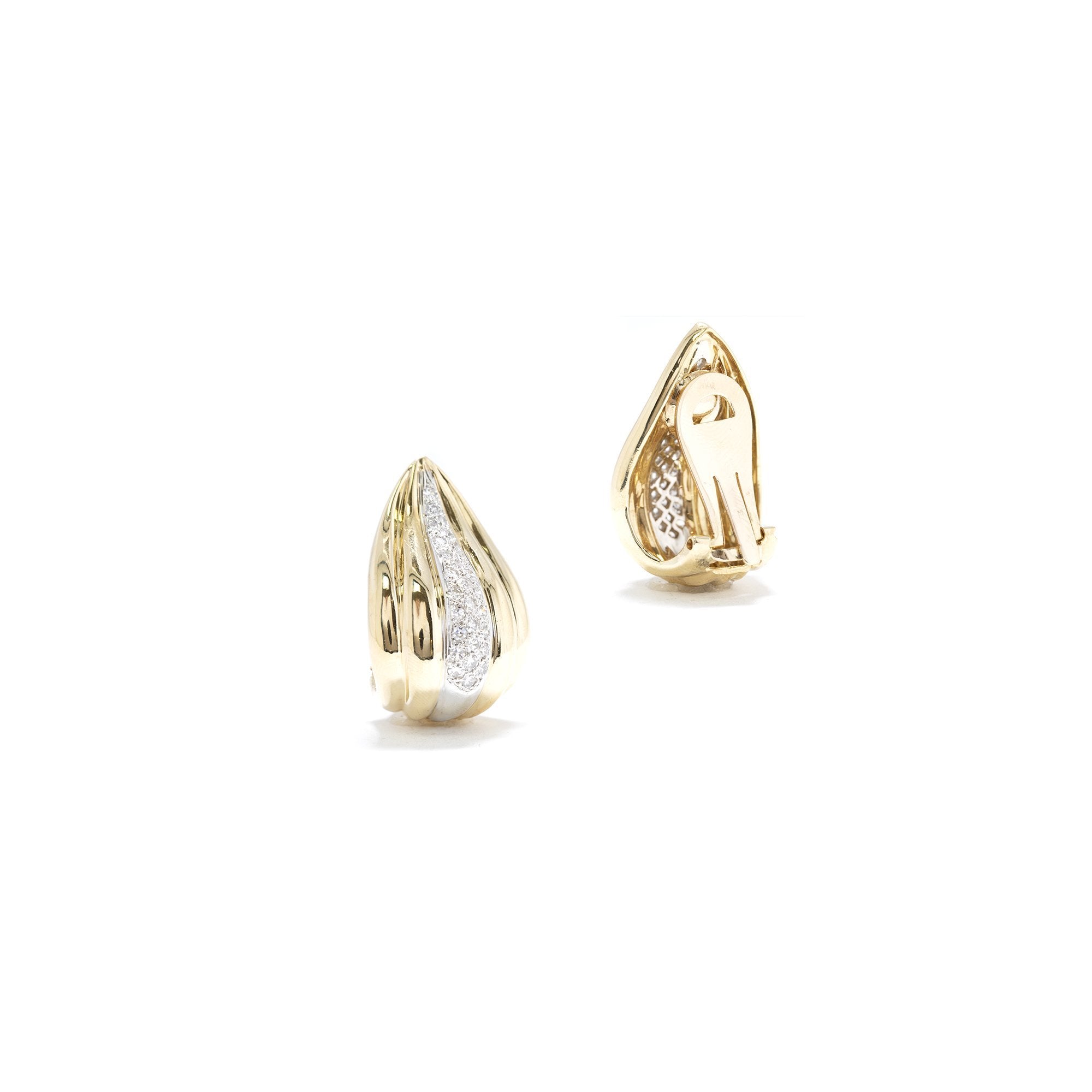 Pave Diamond Clip On Earrings