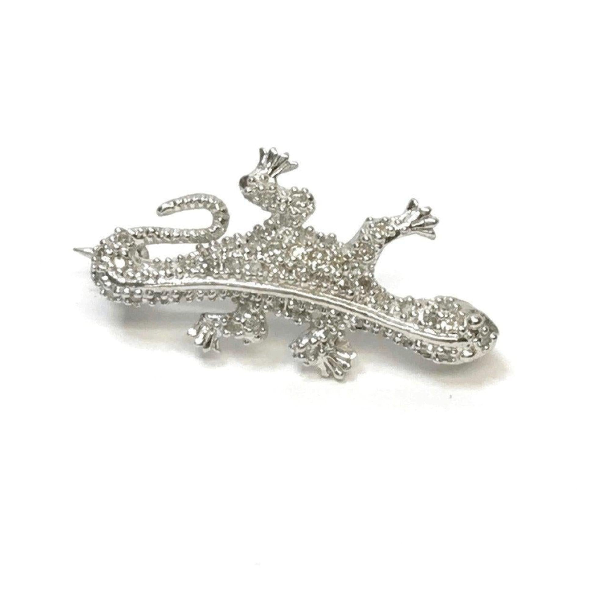 Pave Diamond Lizard Brooch