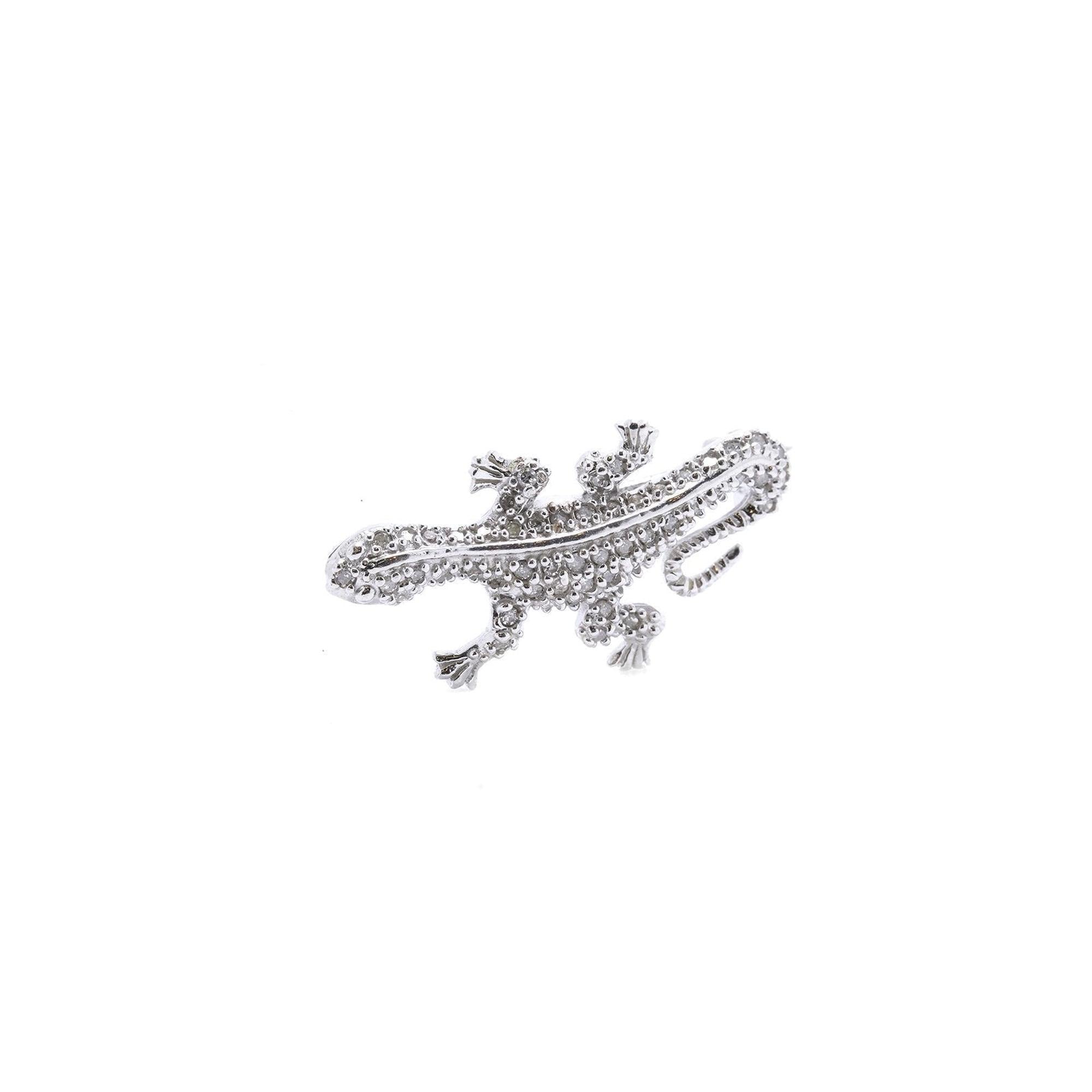 Pave Diamond Lizard Brooch