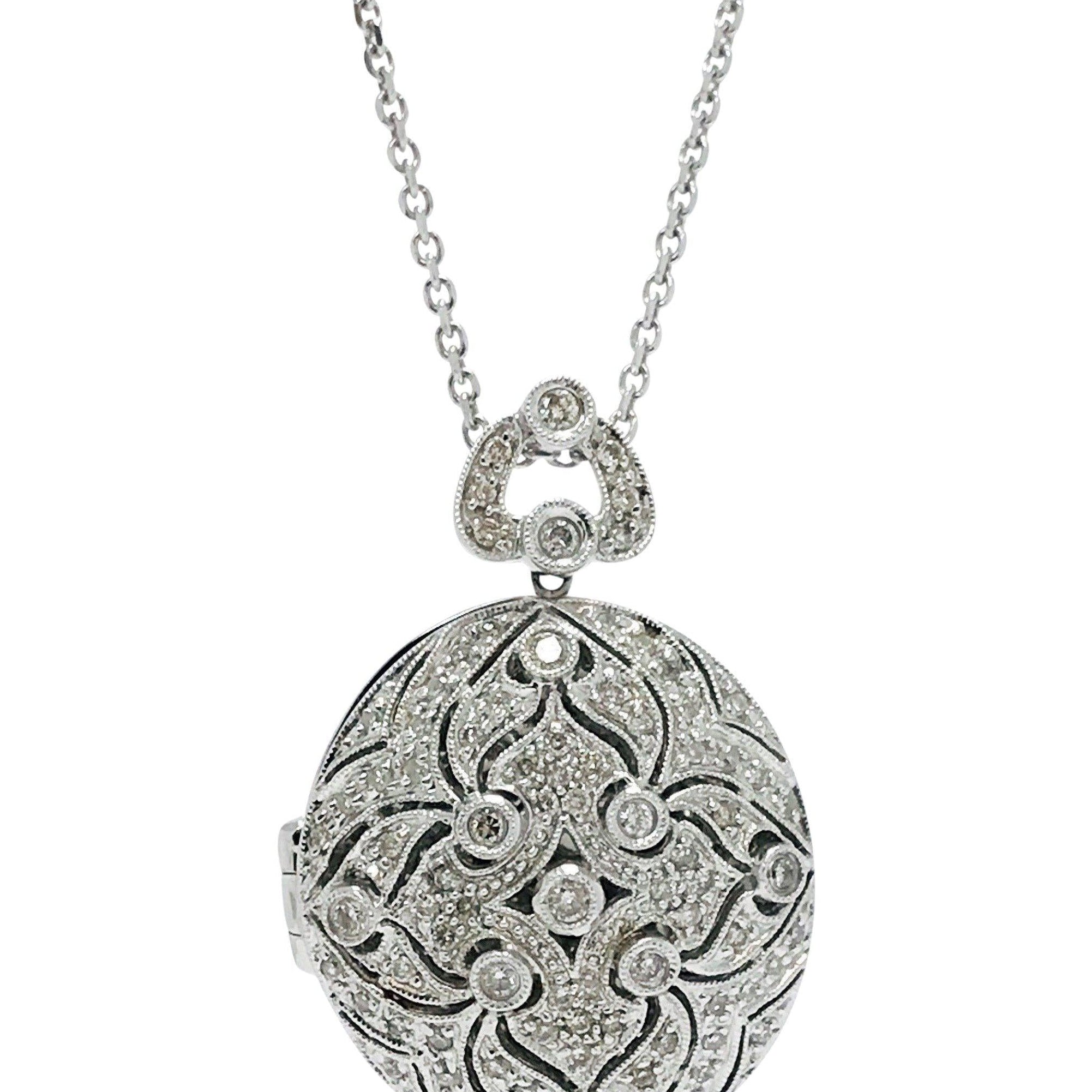 Pave Diamond Oval Locket Pendant