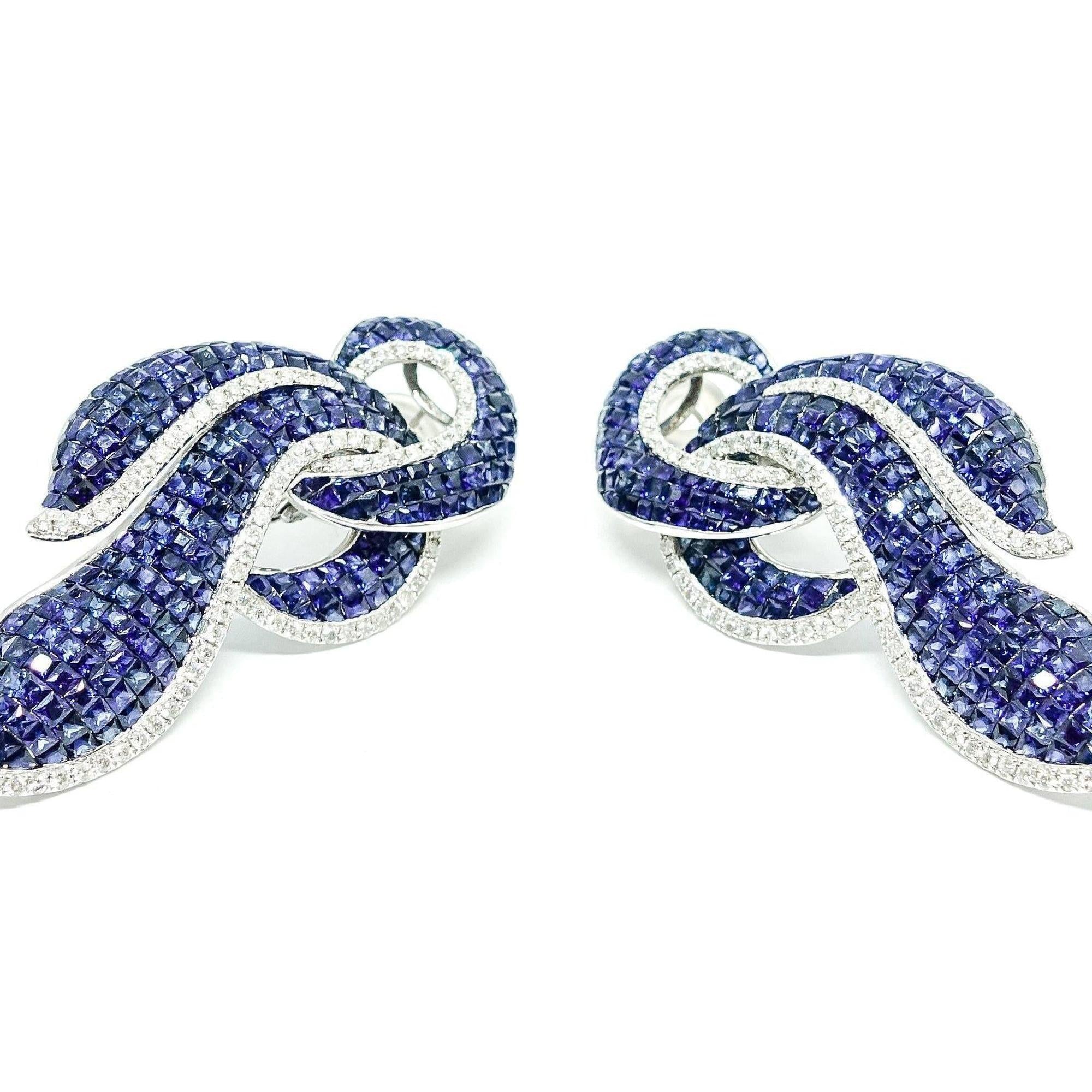 Pave Sapphire and Diamod Earrings
