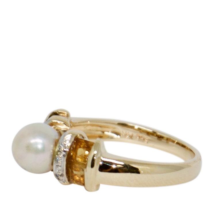 Pearl, Citrine, and Diamond Ring