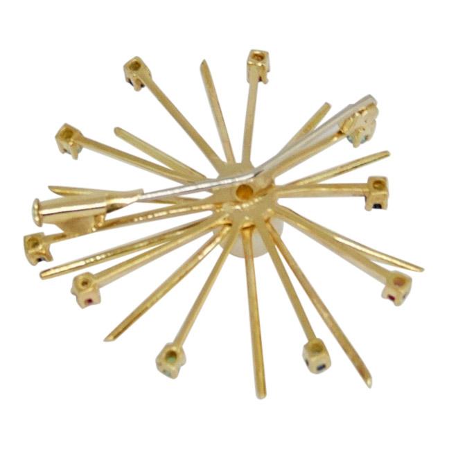 Pearl & Coloured Stone Starburst Brooch