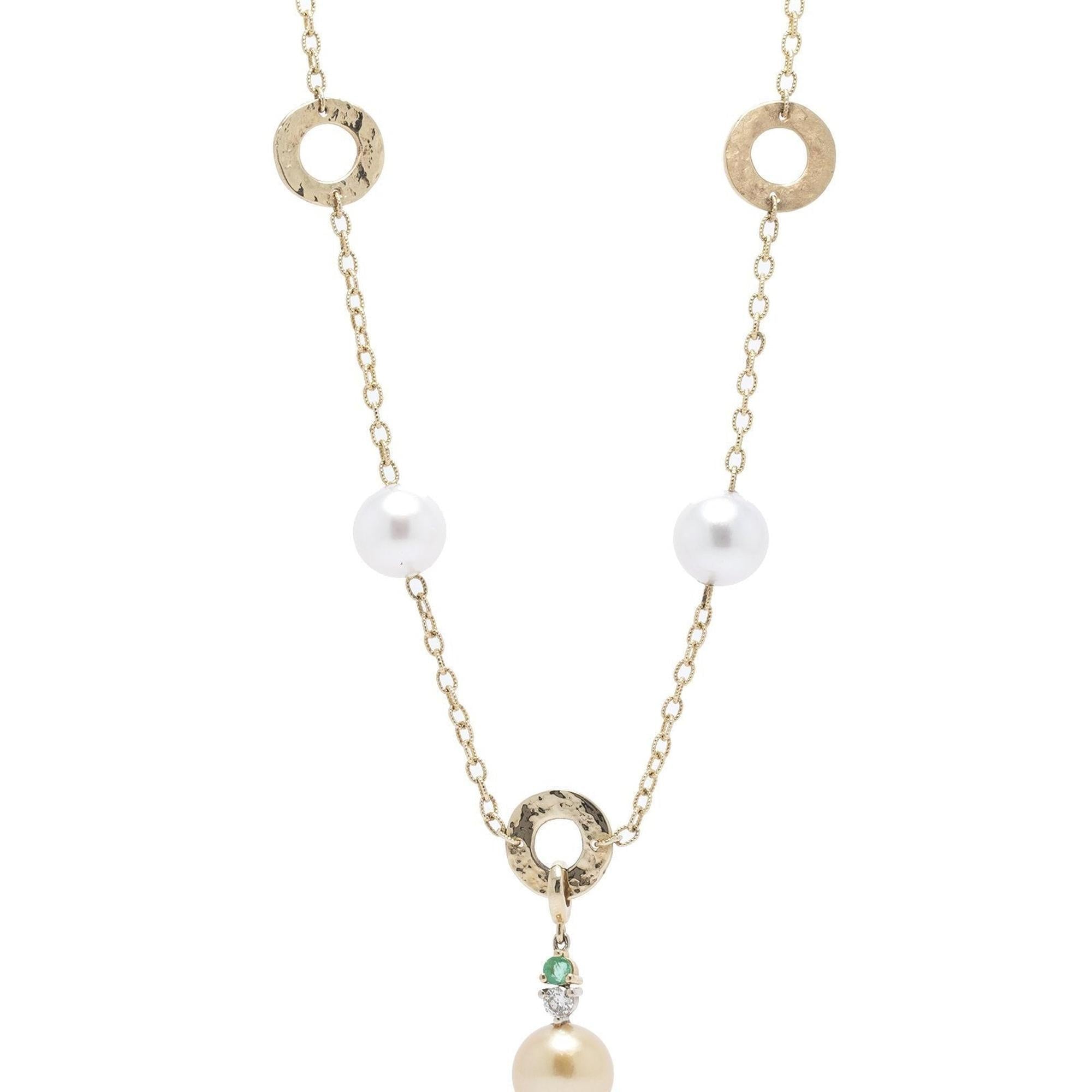 Pearl, Emerald, Diamond Necklace