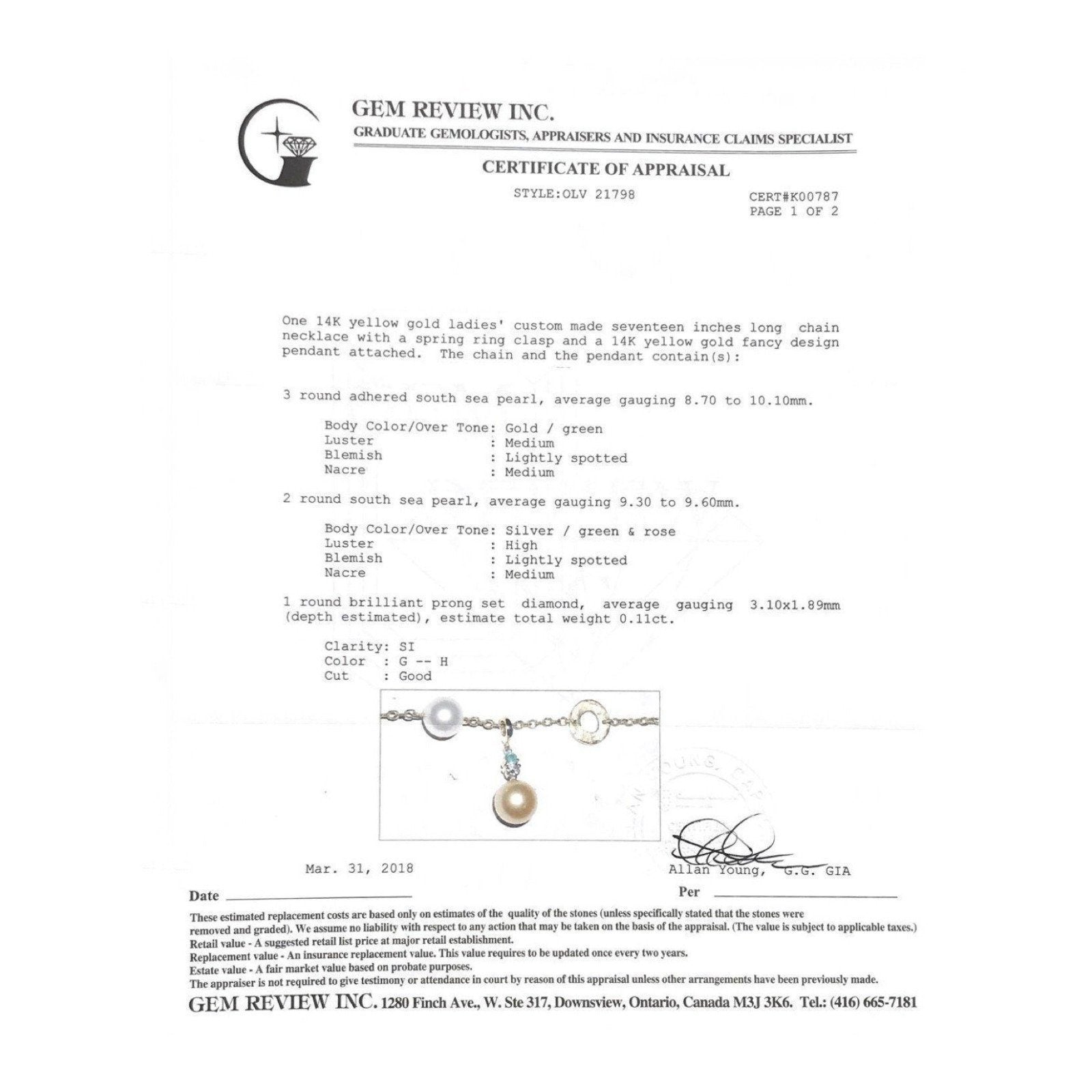 Pearl, Emerald and Diamond Necklace