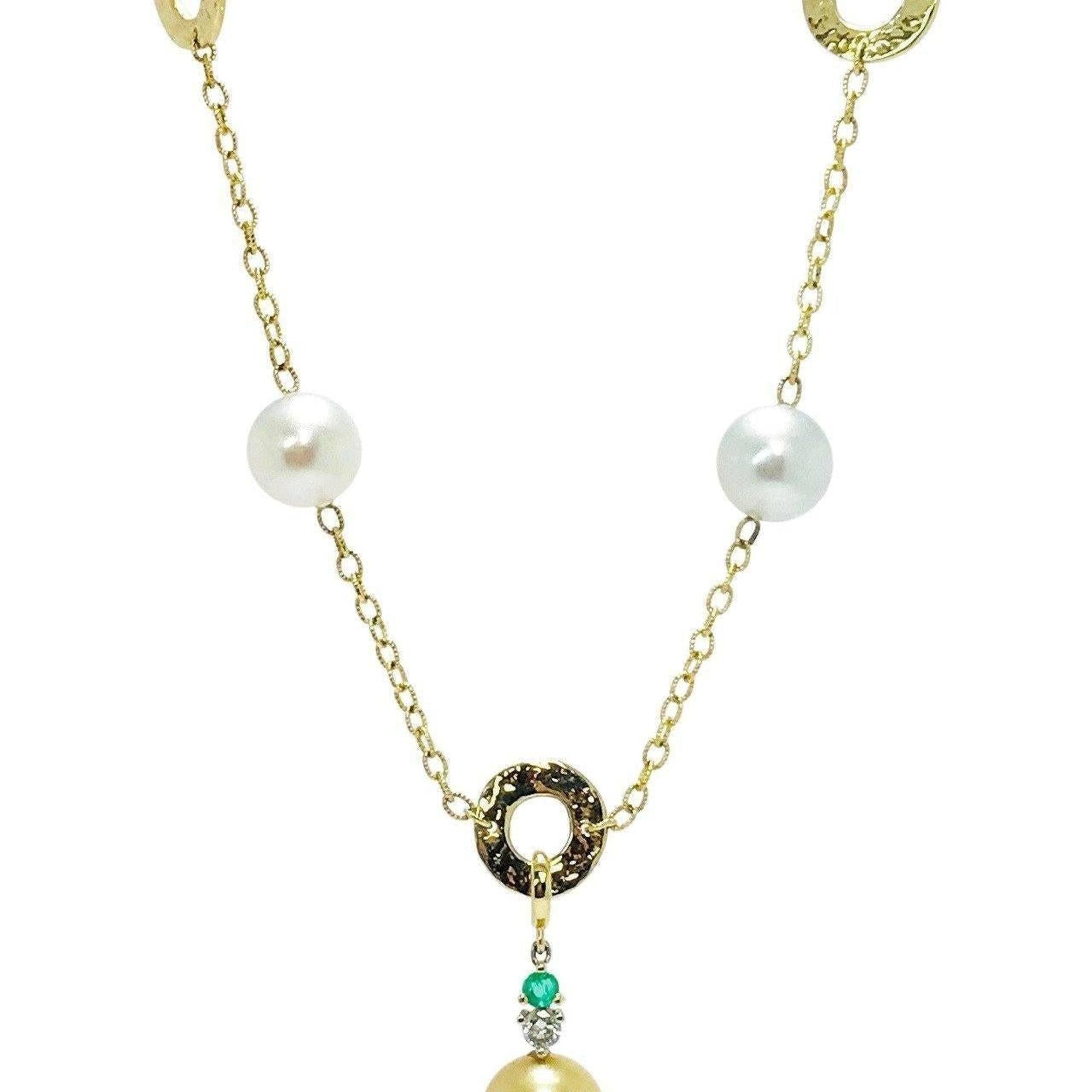 Pearl, Emerald and Diamond Necklace