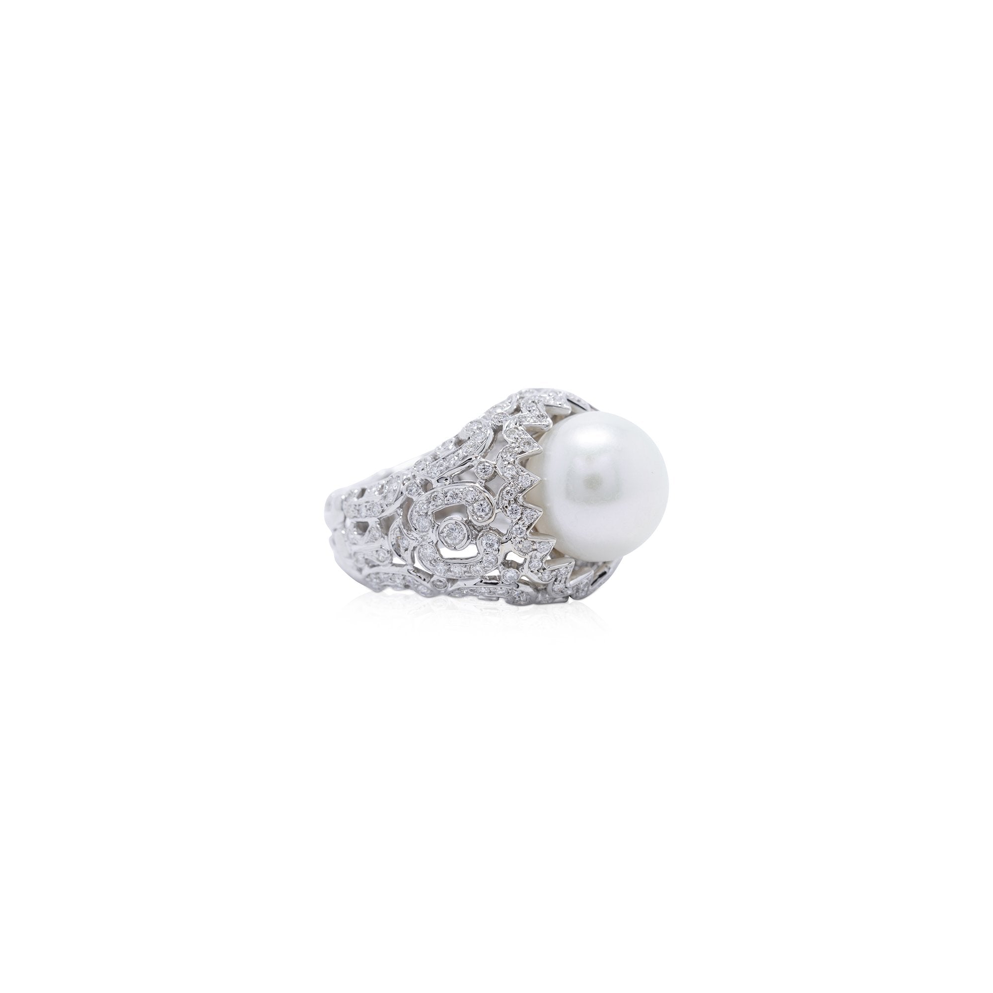 Pearl and Diamond Art Deco Ring