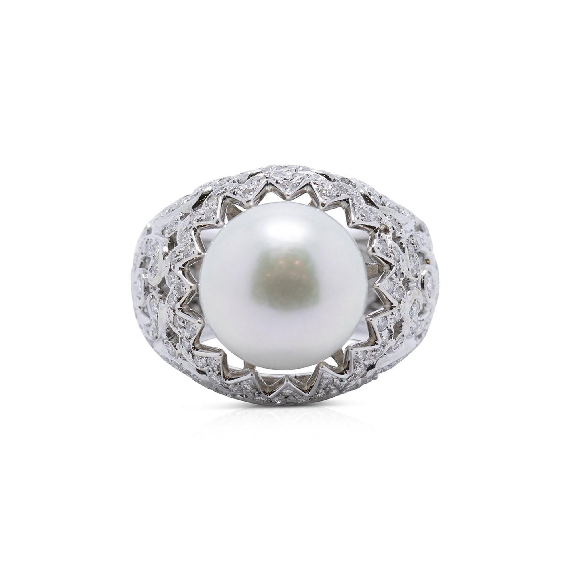 Pearl and Diamond Art Deco Ring