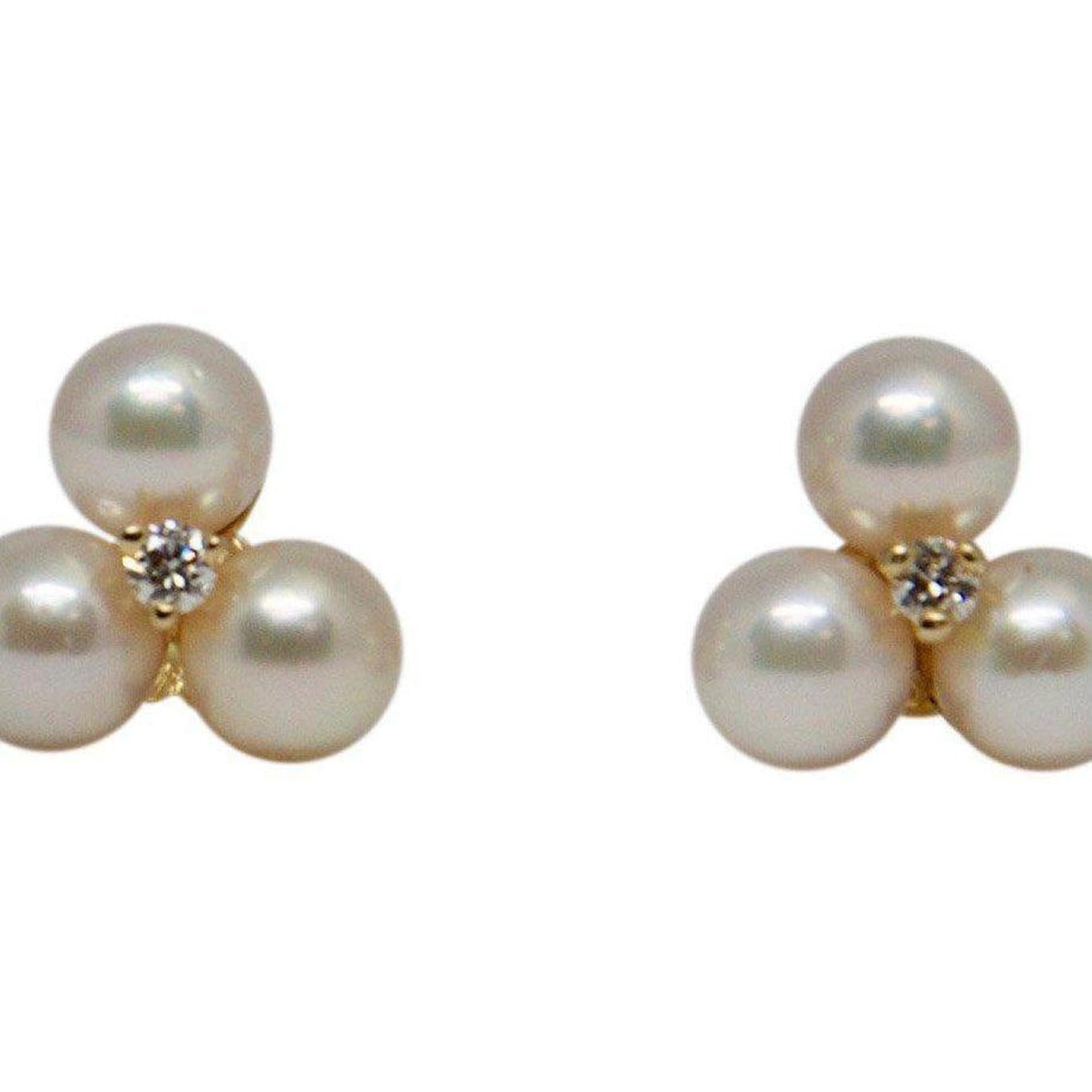 Pearl and Diamond Cluster Earrings