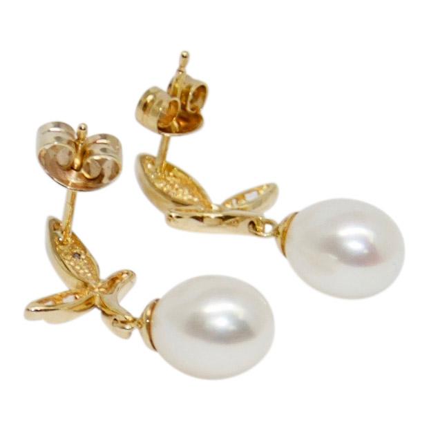 Pearl and Diamond Drop Earrings