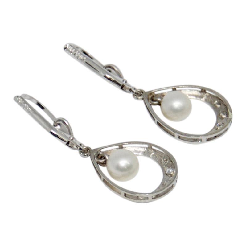 Pearl and Diamond Drop Earrings