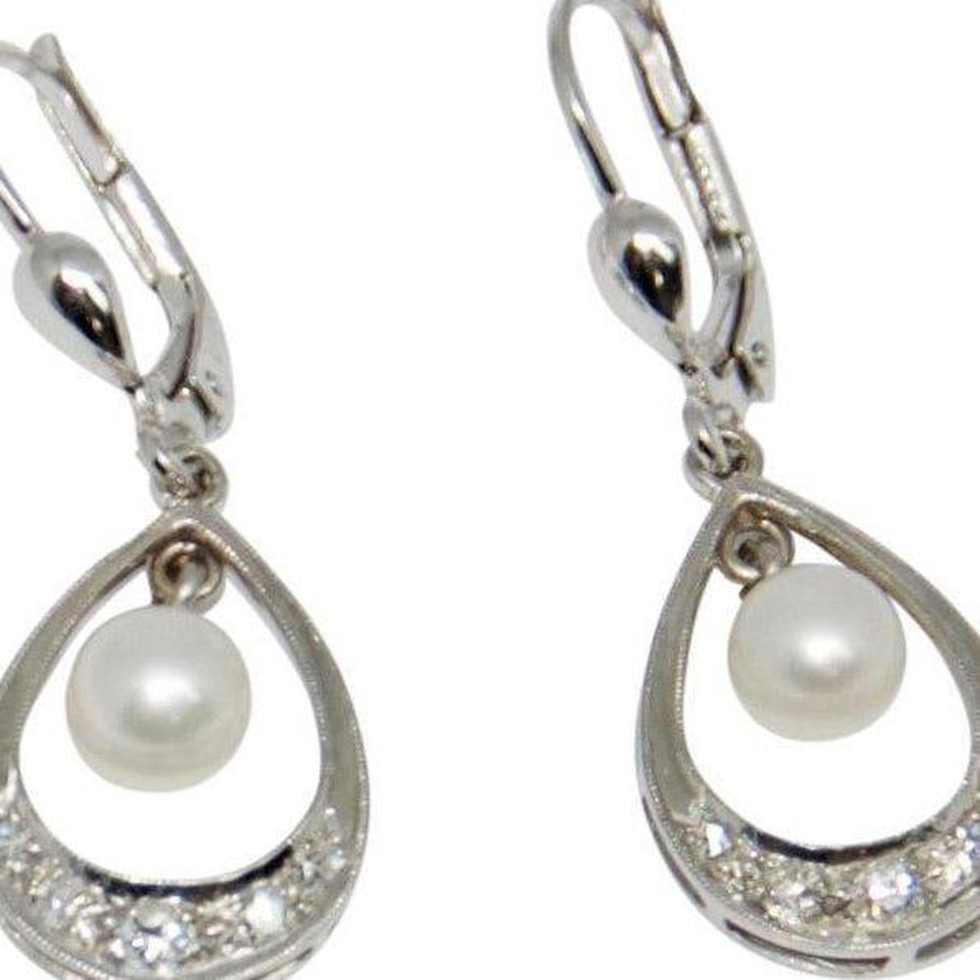 Pearl and Diamond Drop Earrings