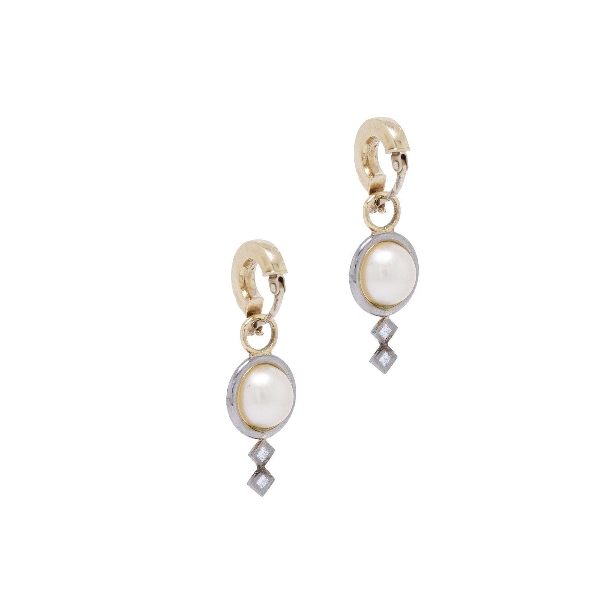 Pearl and Diamond Drop Earrings
