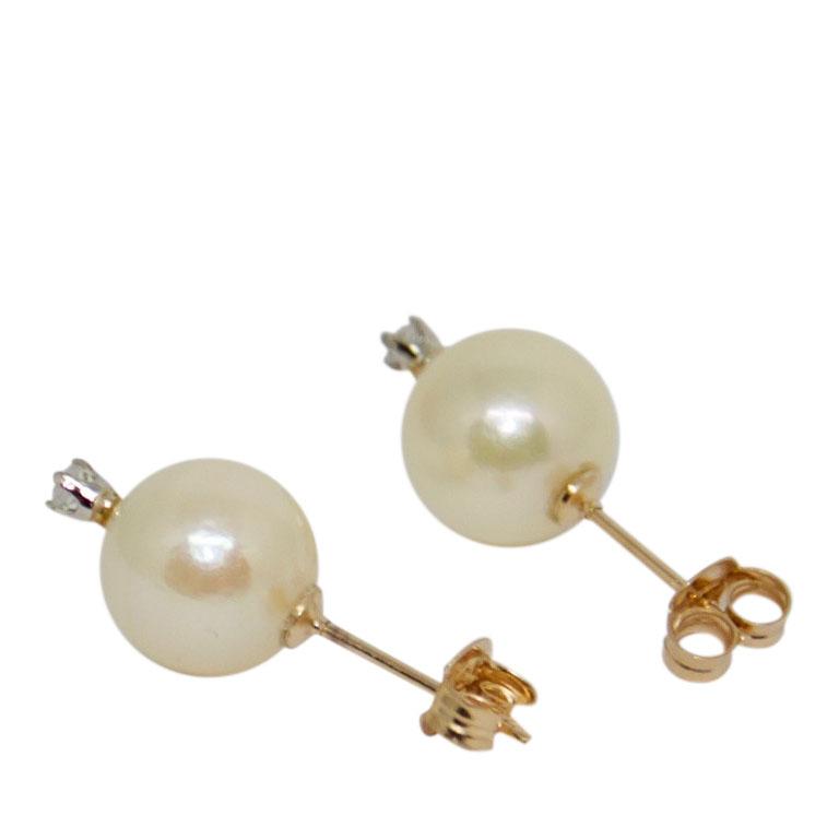 Pearl and Diamond Stud Earrings