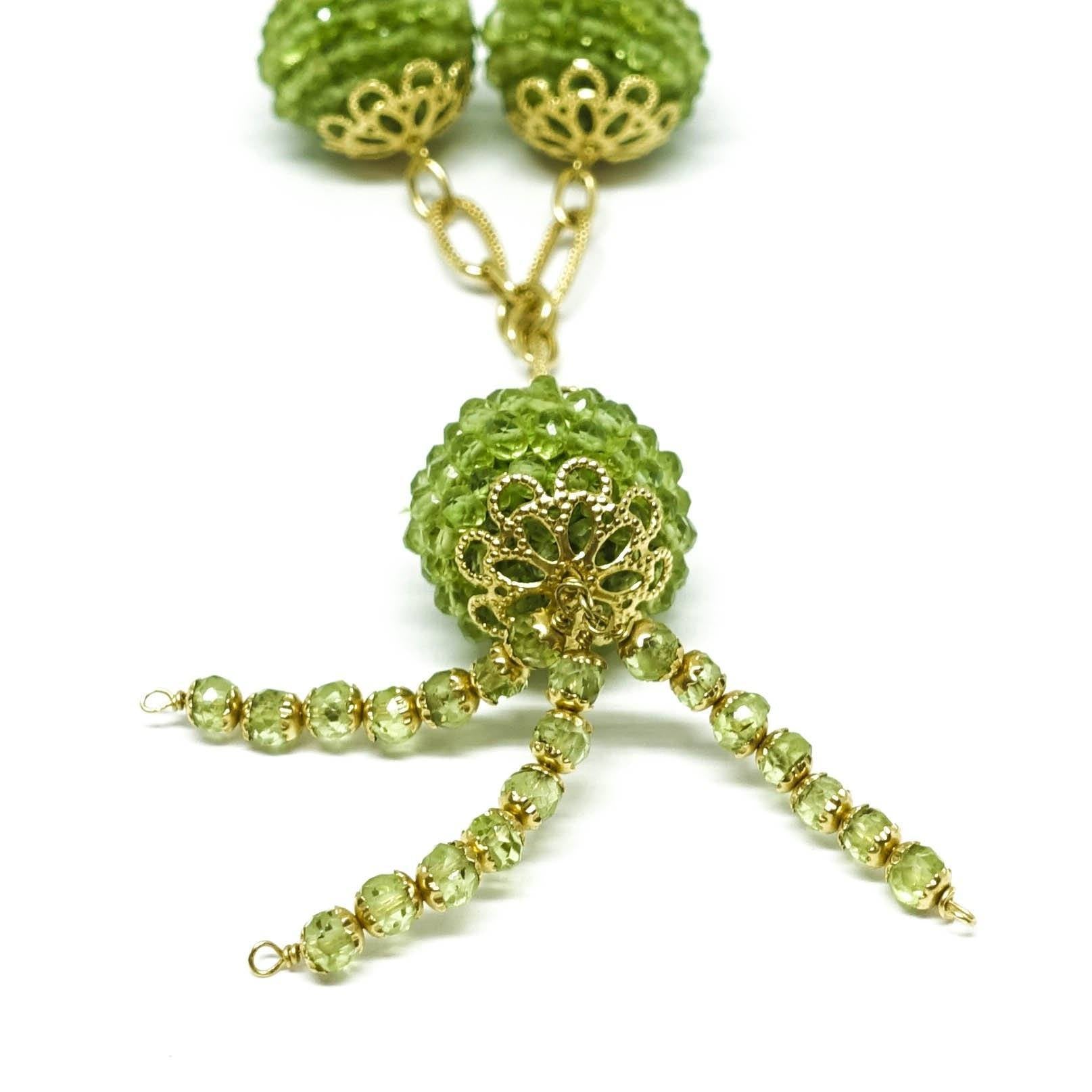 Peridot Bead Lariat Necklace