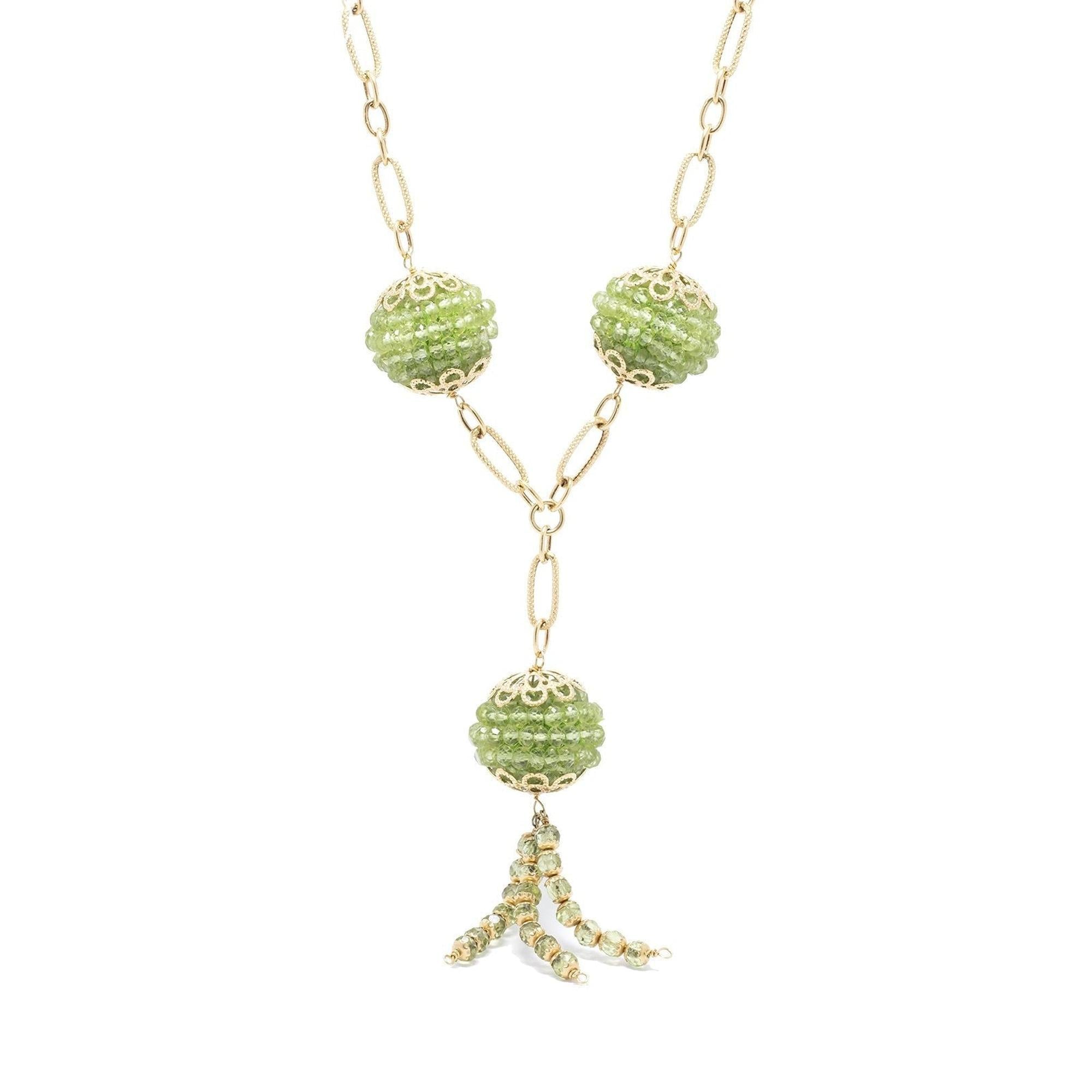 Peridot Bead Lariat Necklace