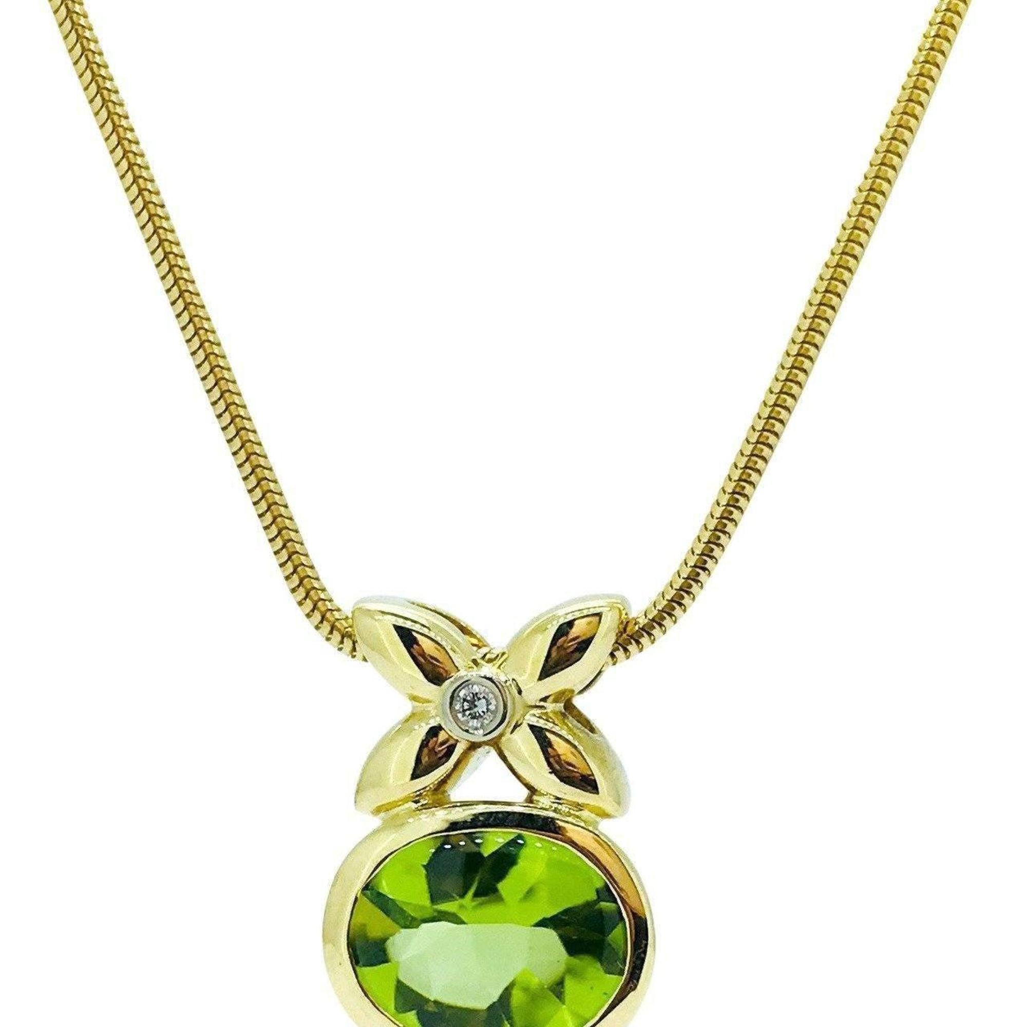 Peridot and Diamond Pendant Necklace