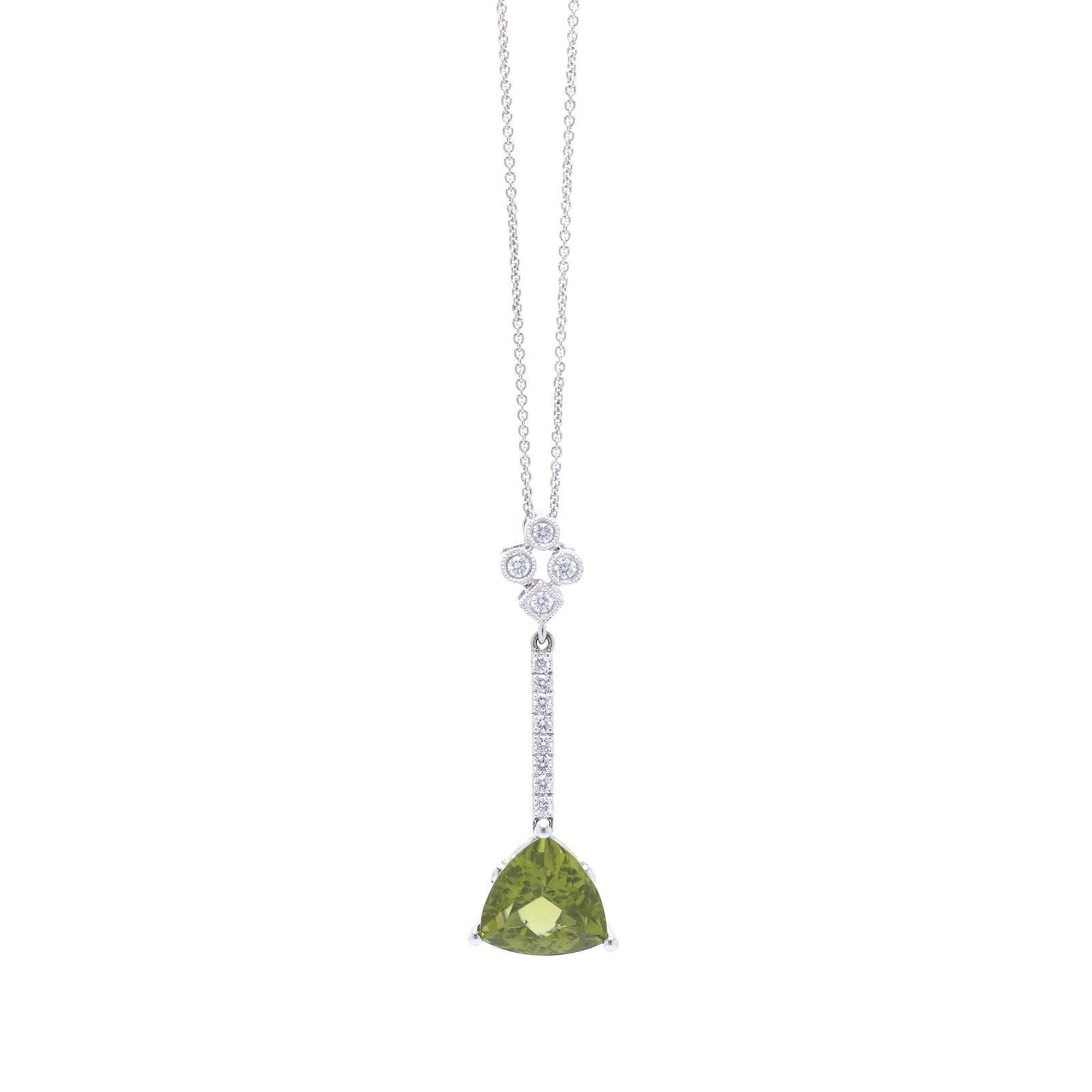 Peridot and Diamond Pendant Necklace