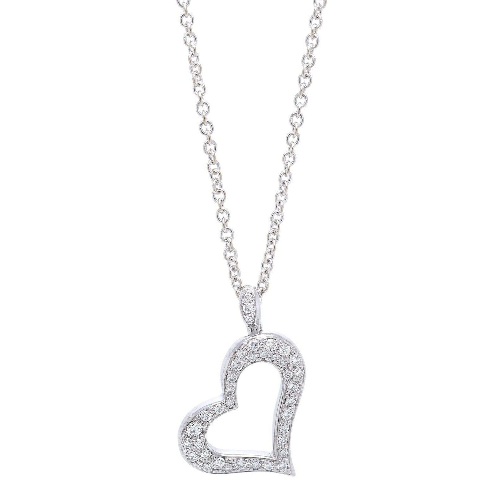 Piaget 18k White Gold & Diamond Heart Pendant Necklace