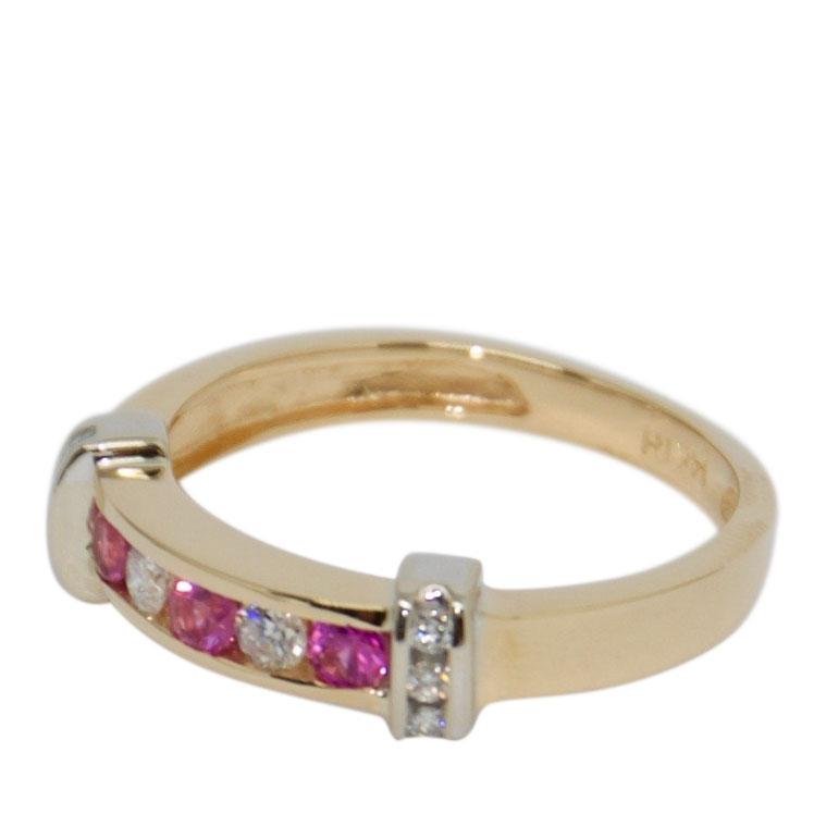 Pink Sapphire & Diamond Band Ring