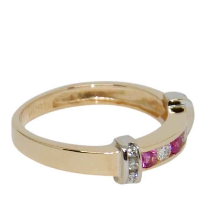 Pink Sapphire & Diamond Band Ring