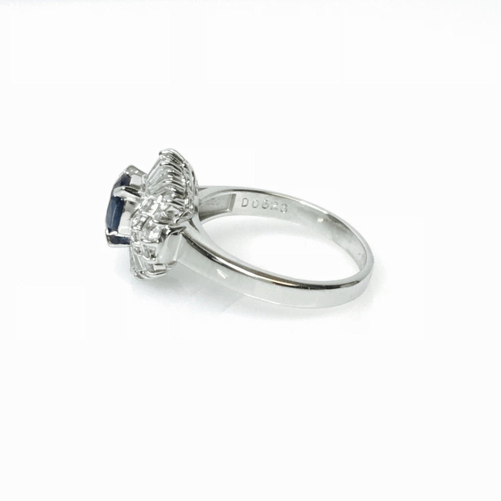Platinum Oval Shaped Sapphire and Diamond Cocktail Ring