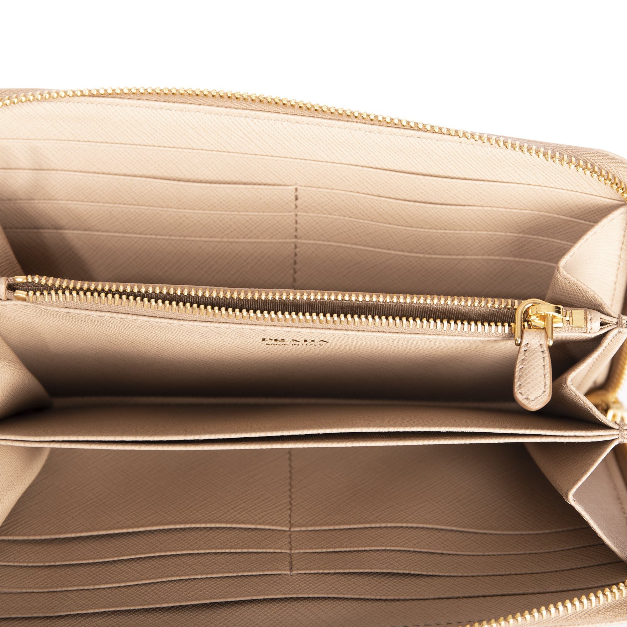 Prada 2018 Saffiano Zip Around Wallet w/Box & Card