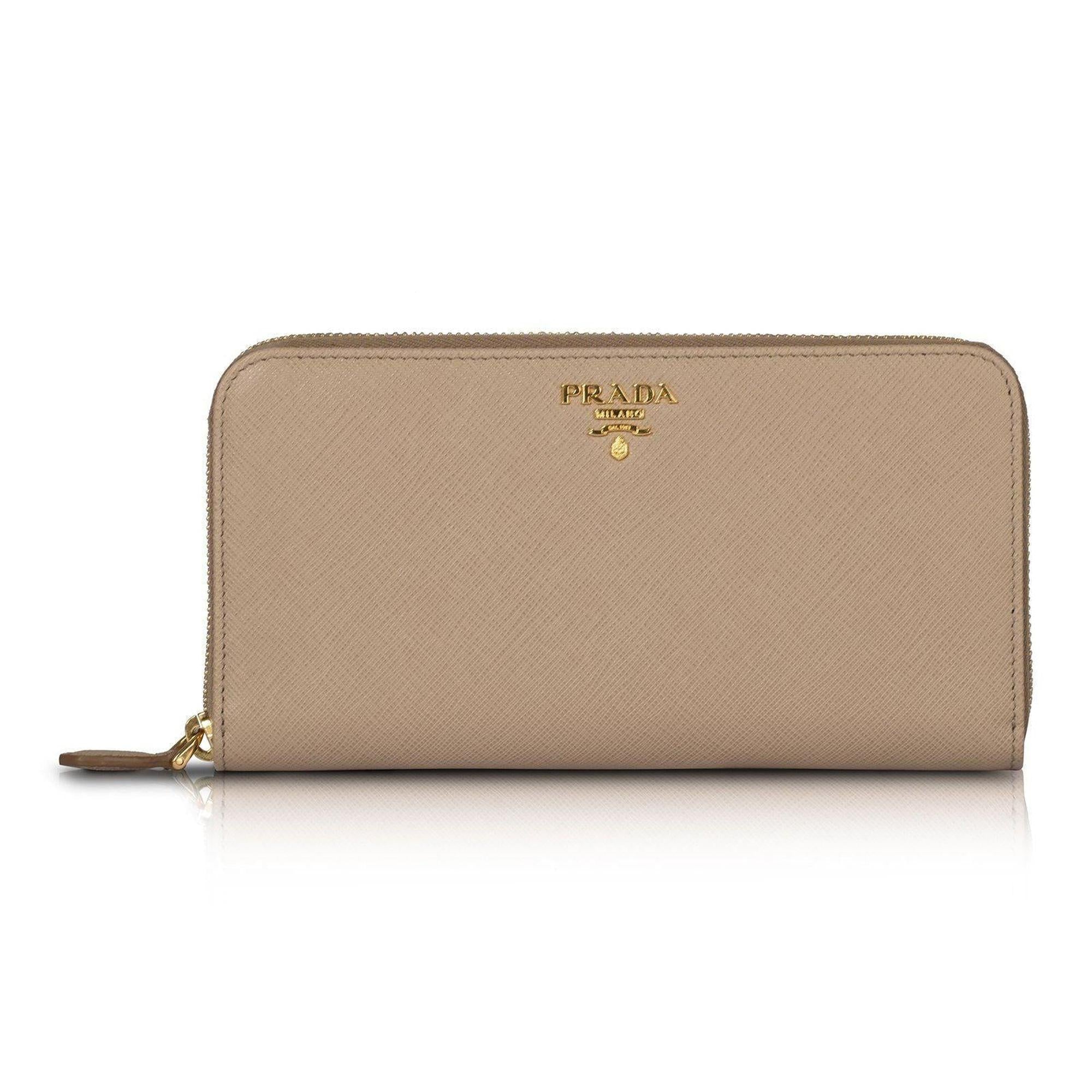 Prada 2018 Saffiano Zip Around Wallet w/Box & Card