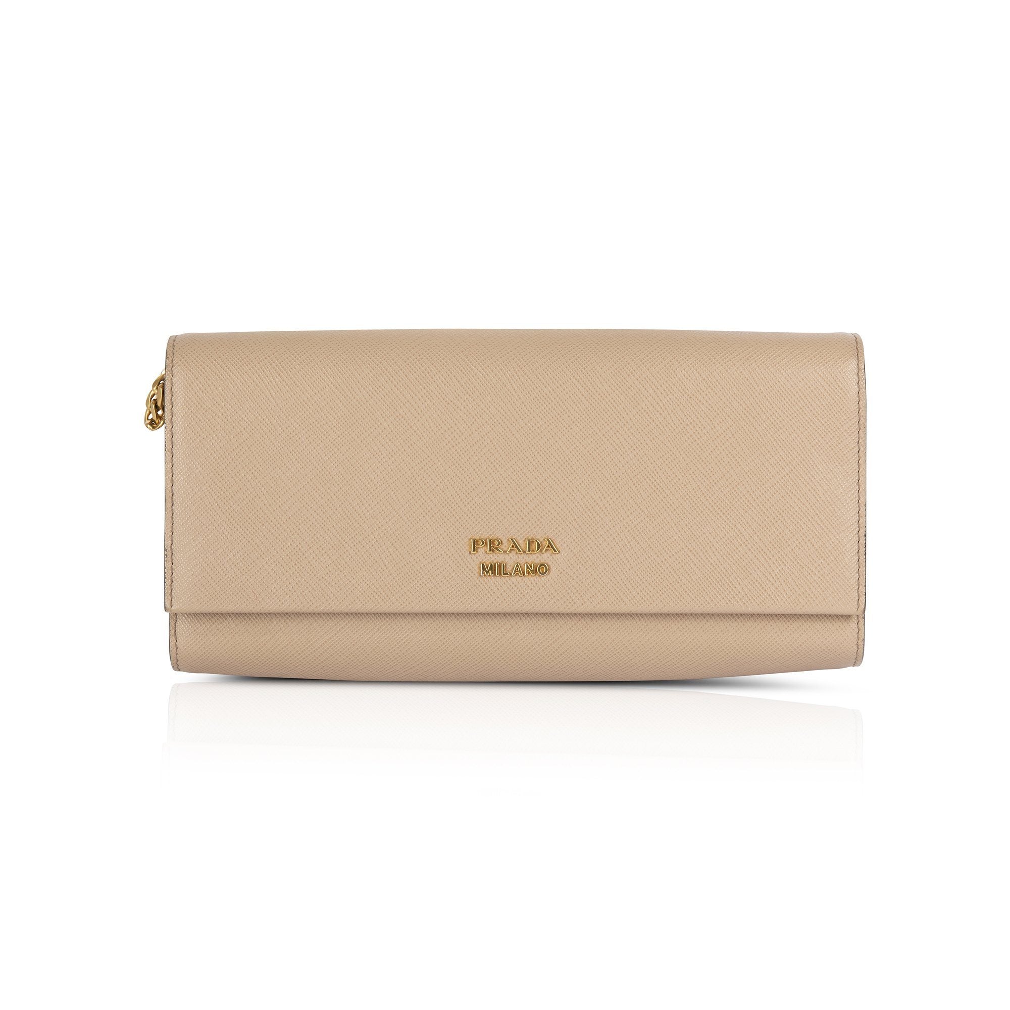 Prada Biblioteque Saffiano Chain Clutch