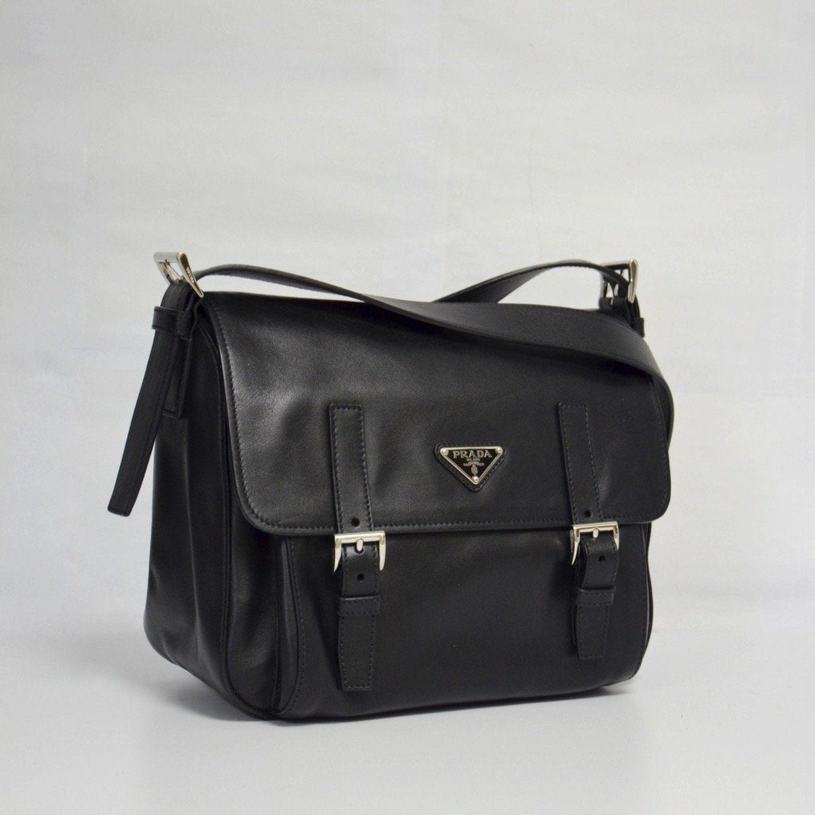 Prada Black Baltico Soft Calfskin Messenger