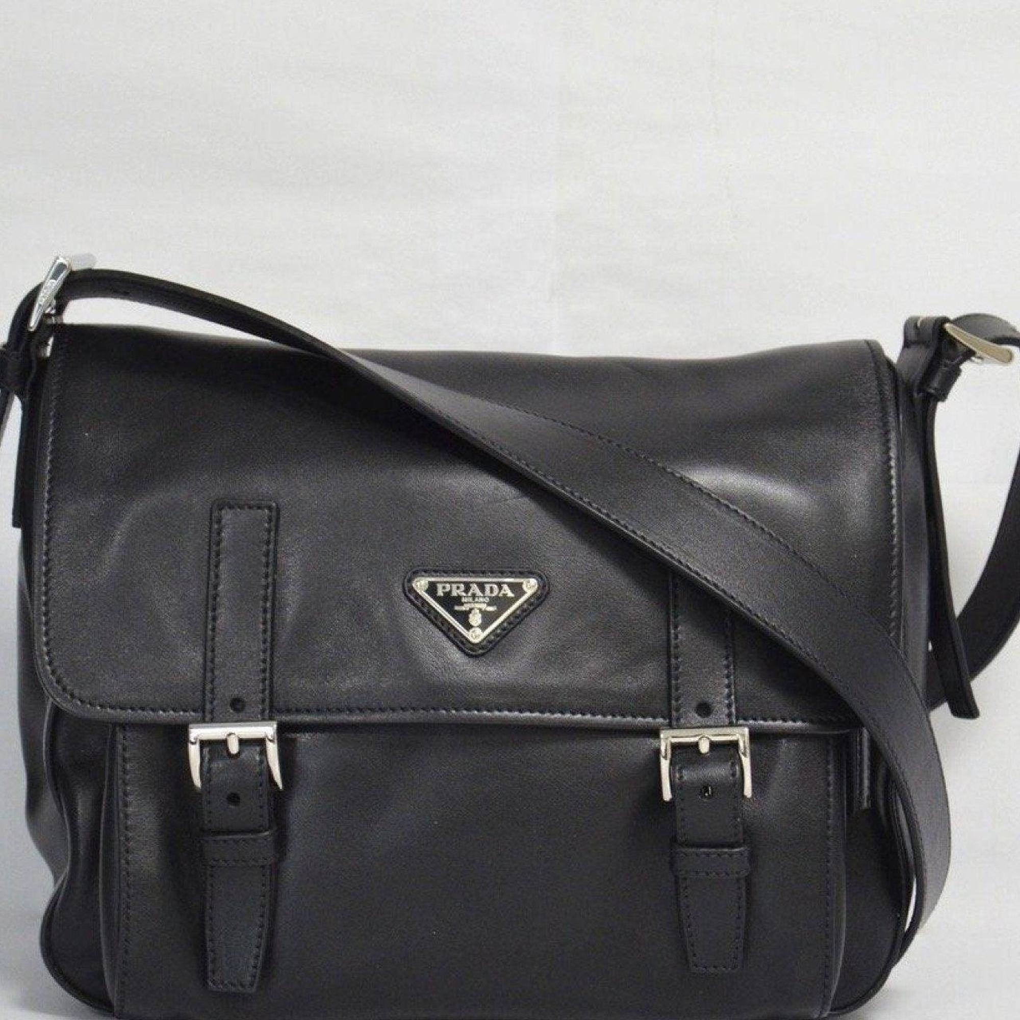 Prada Black Baltico Soft Calfskin Messenger