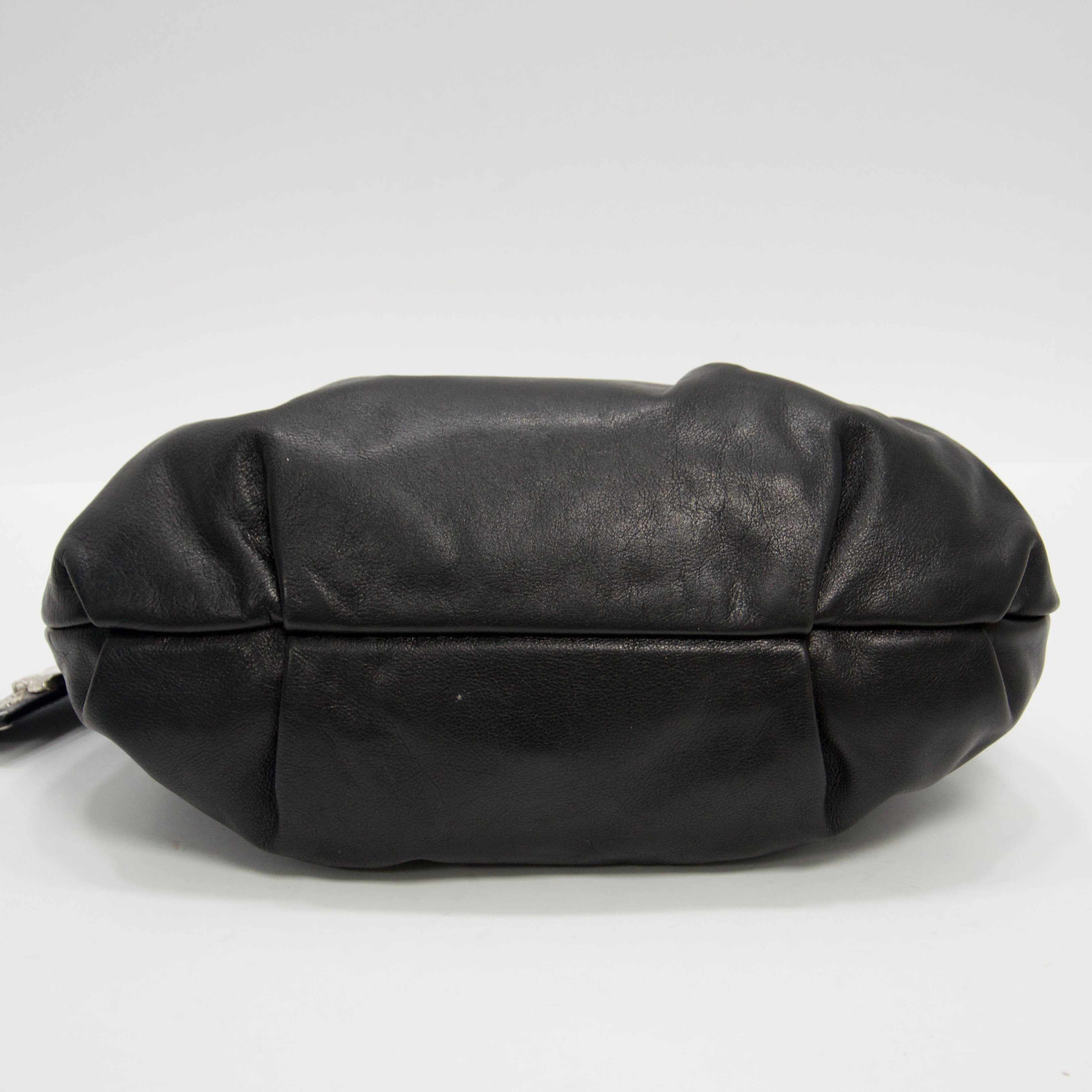 Prada Black Buckle Pleated Hobo