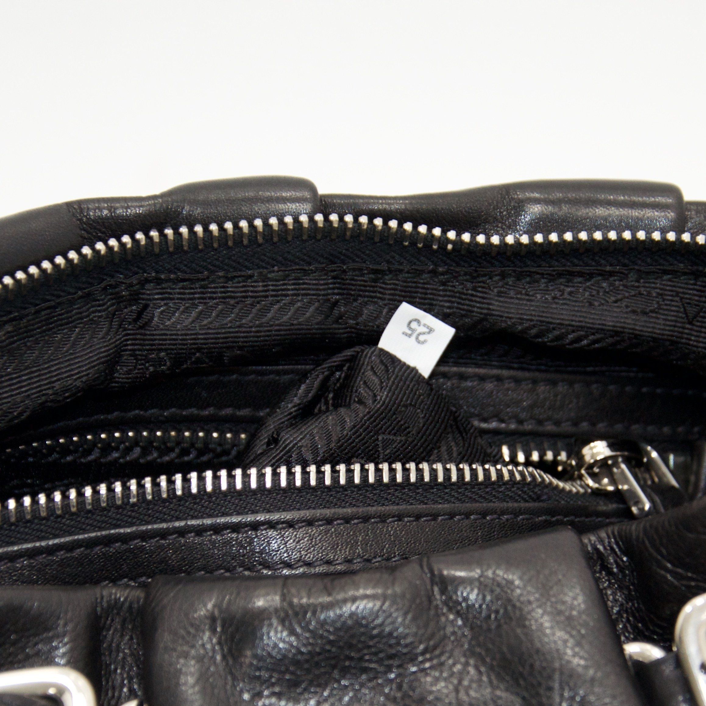 Prada Black Buckle Pleated Hobo